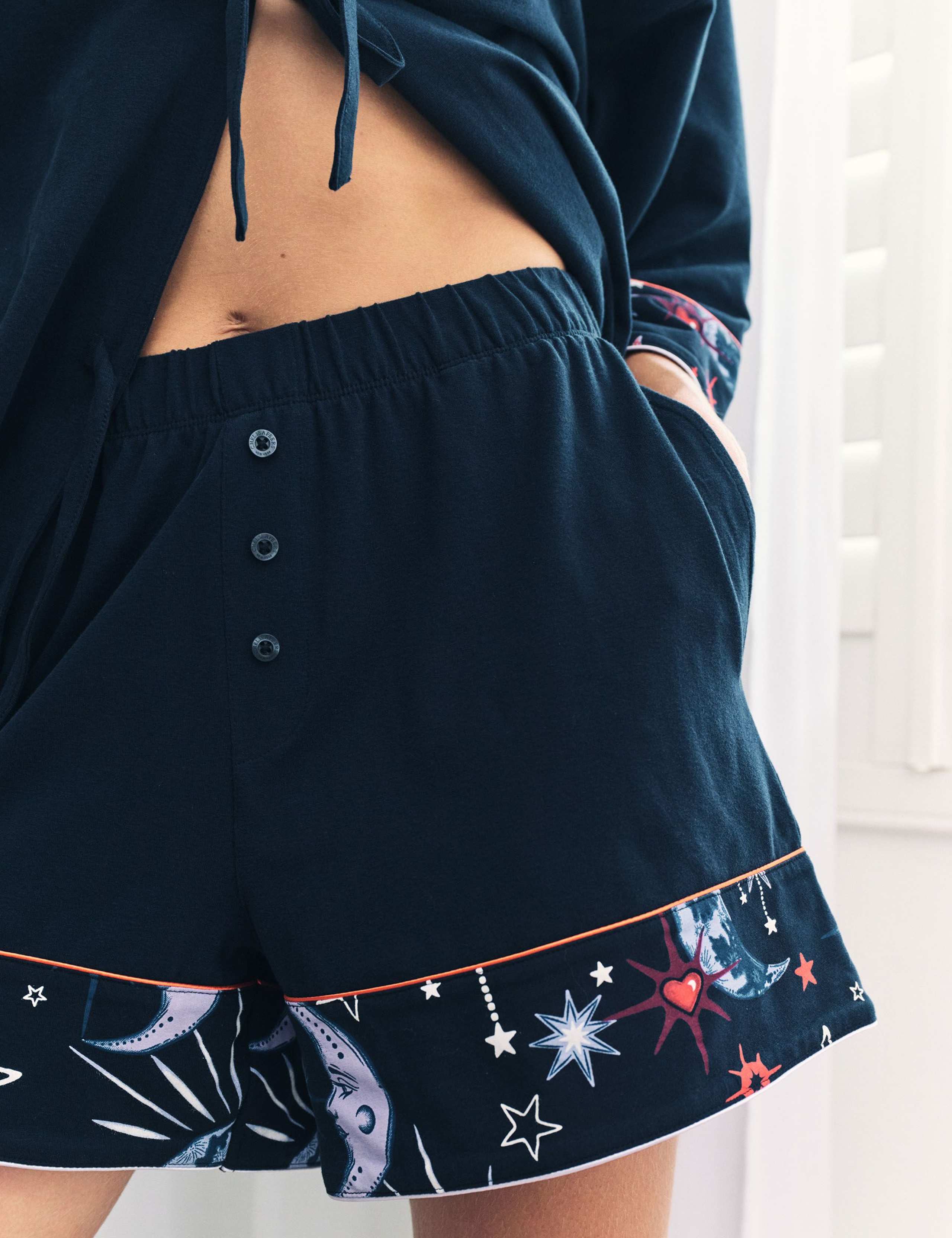 Cotton Rich Moon Print Tie Front Shortie Set 7 of 7