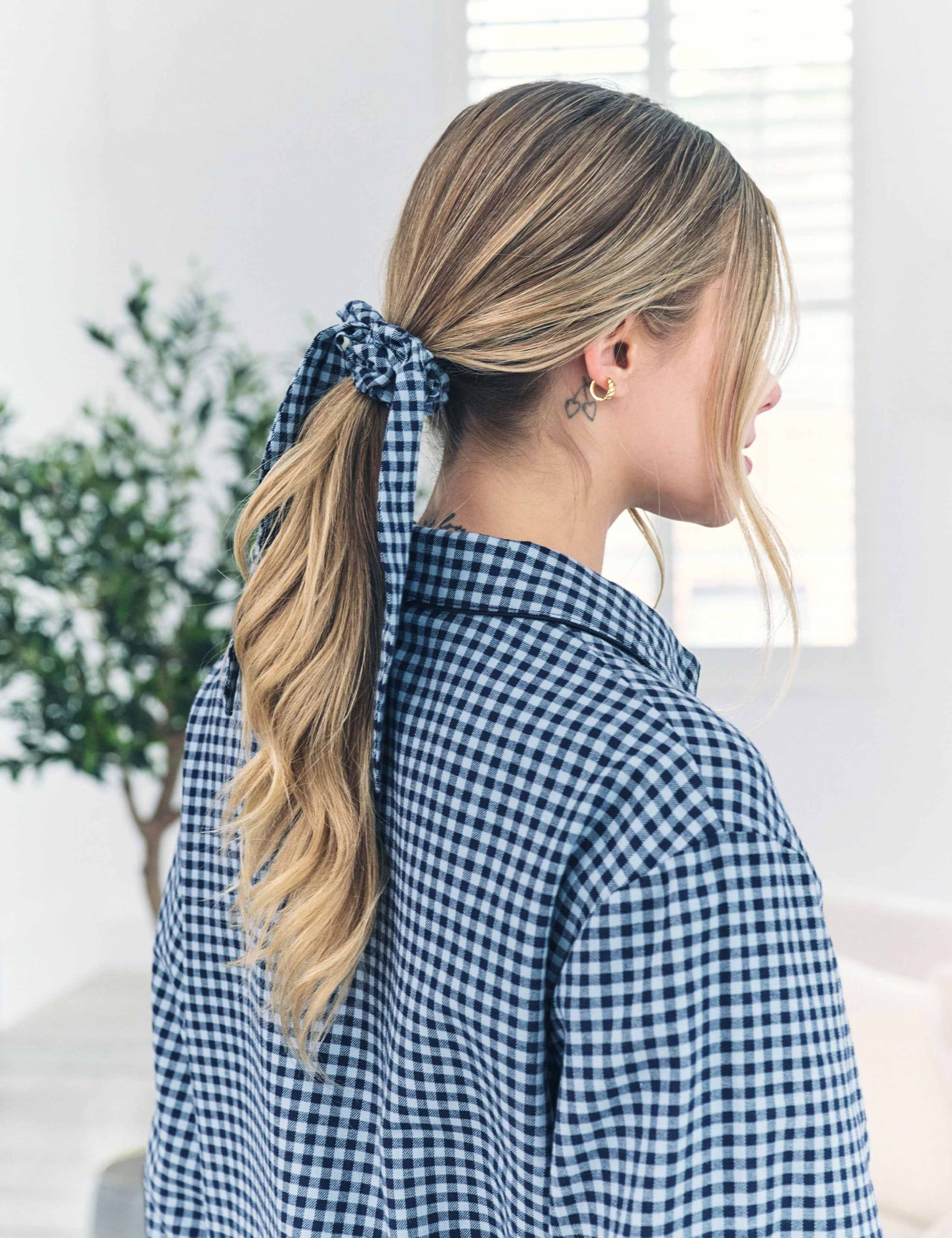 Brushed Cotton Pyjama Set with Scrunchie 6 of 9