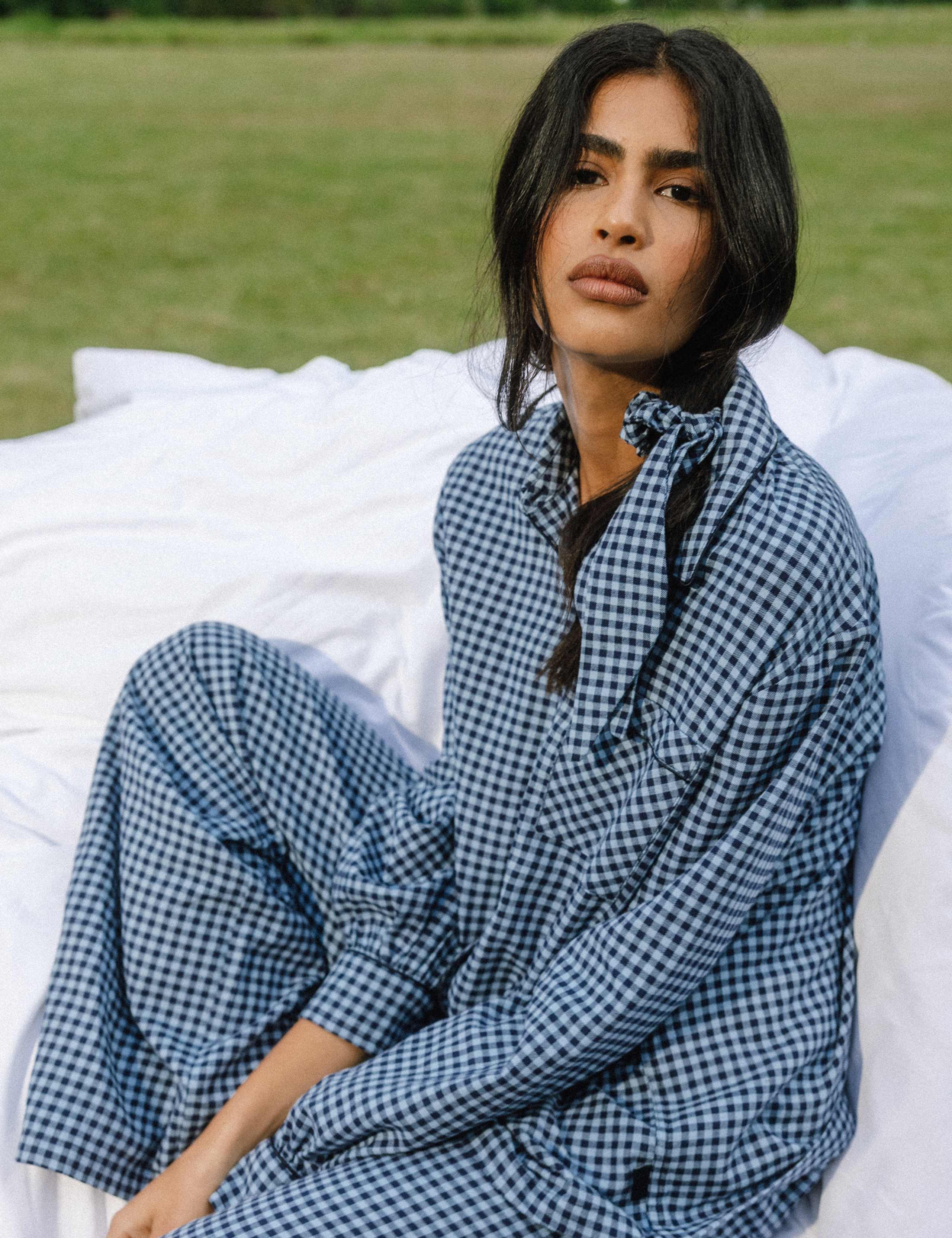 Brushed Cotton Pyjama Set with Scrunchie 10 of 13