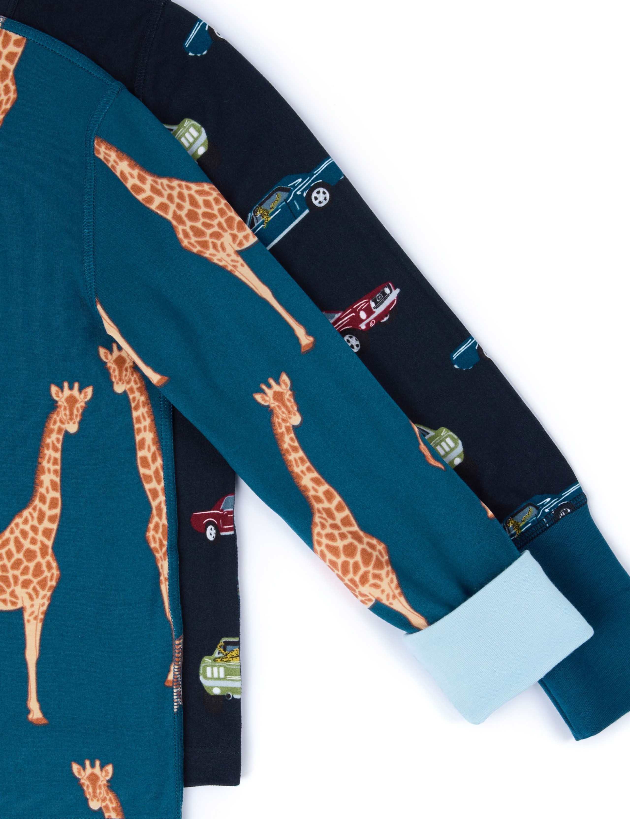 2pk Jersey Car & Giraffe Crew Neck Pyjama Sets (1-12 Yrs) 4 of 4