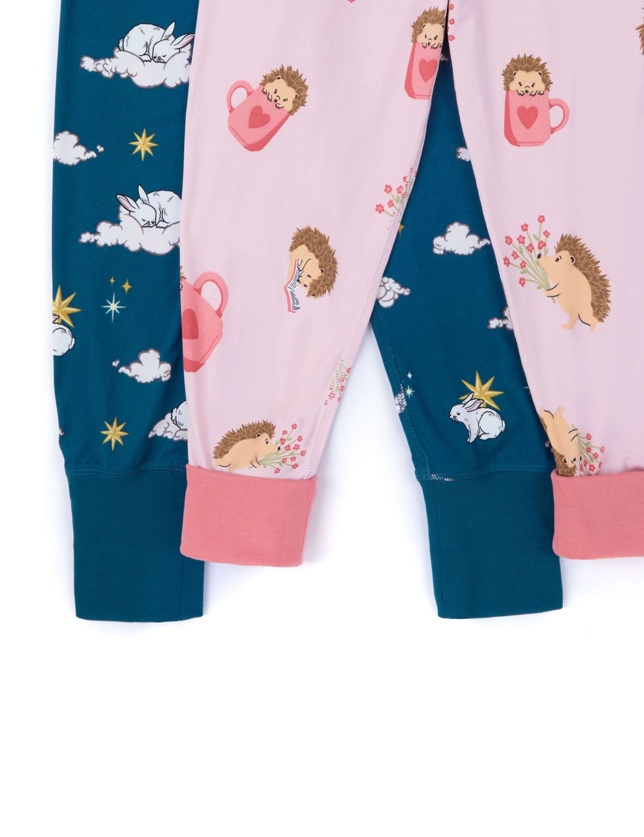 2pk Hedgehog & Bunny Print Pyjama Sets (1-12 Yrs) 2 of 4