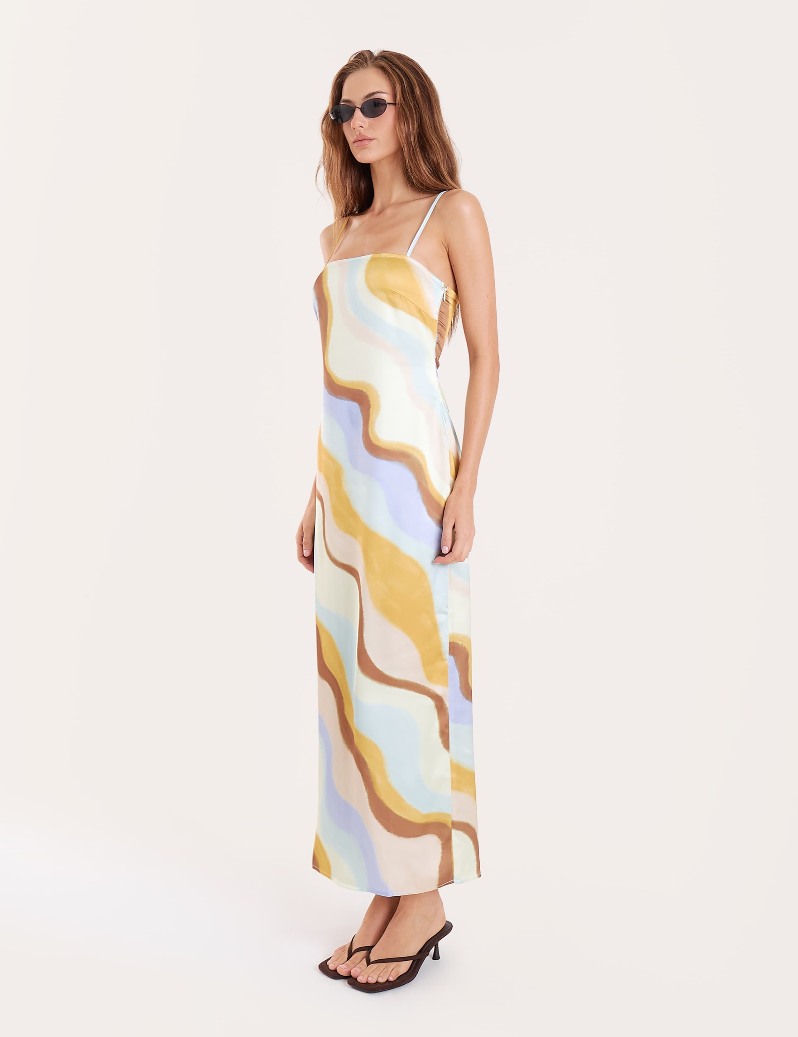 Satin Printed Square Neck Midaxi Slip Dress 2 of 5