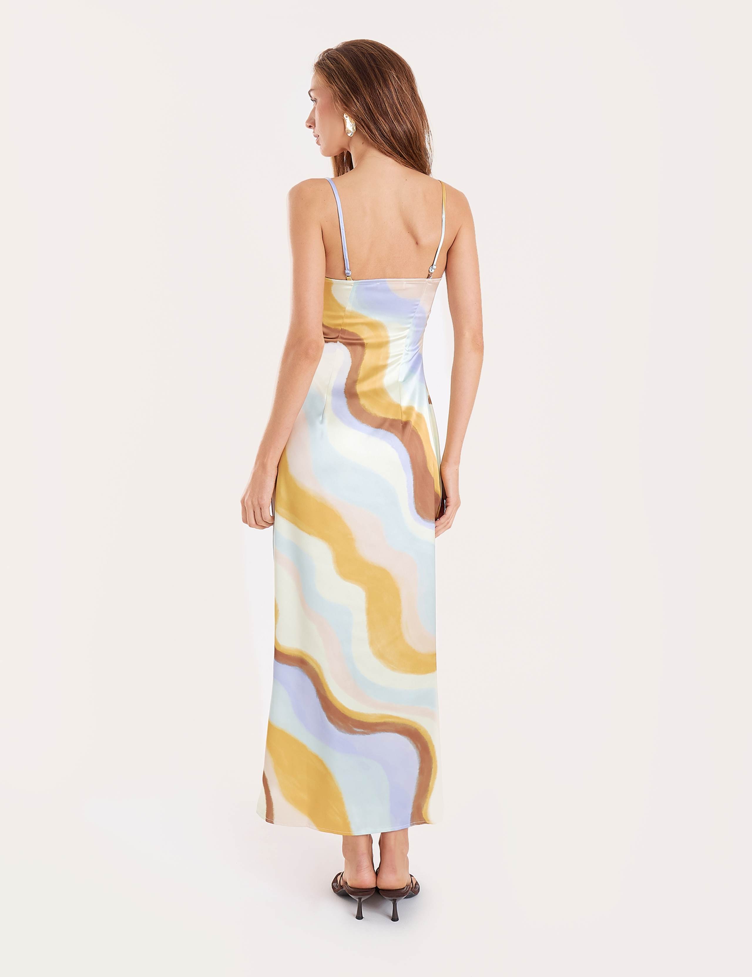 Satin Printed Square Neck Midaxi Slip Dress 3 of 5