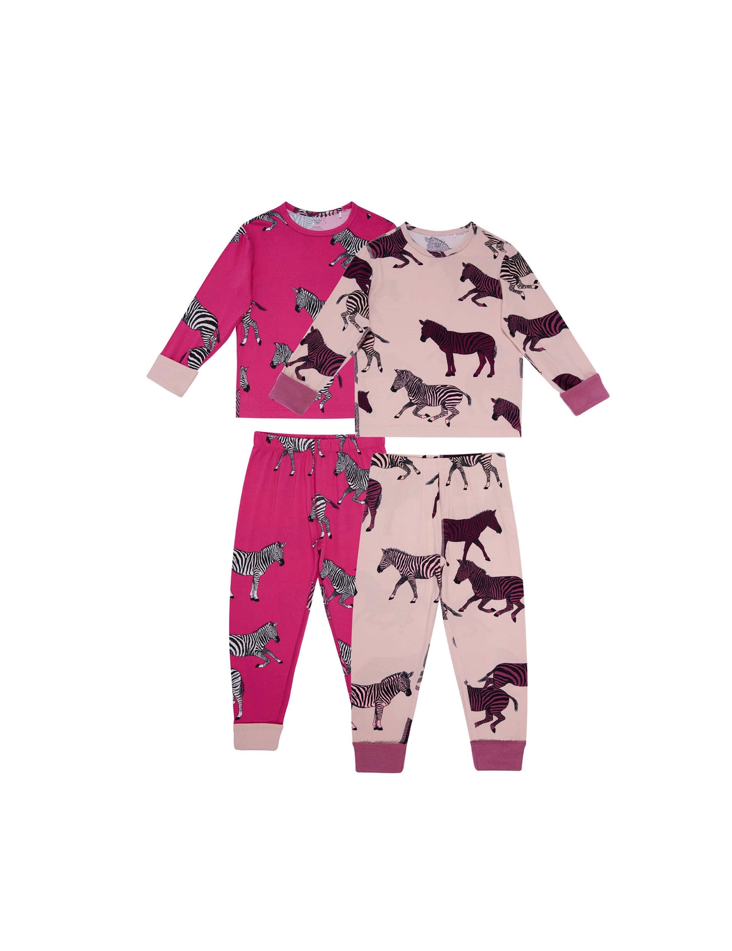 2 Pack Zebra Print Crew Neck  Pyjama Sets (1-12 Yrs) 1 of 4