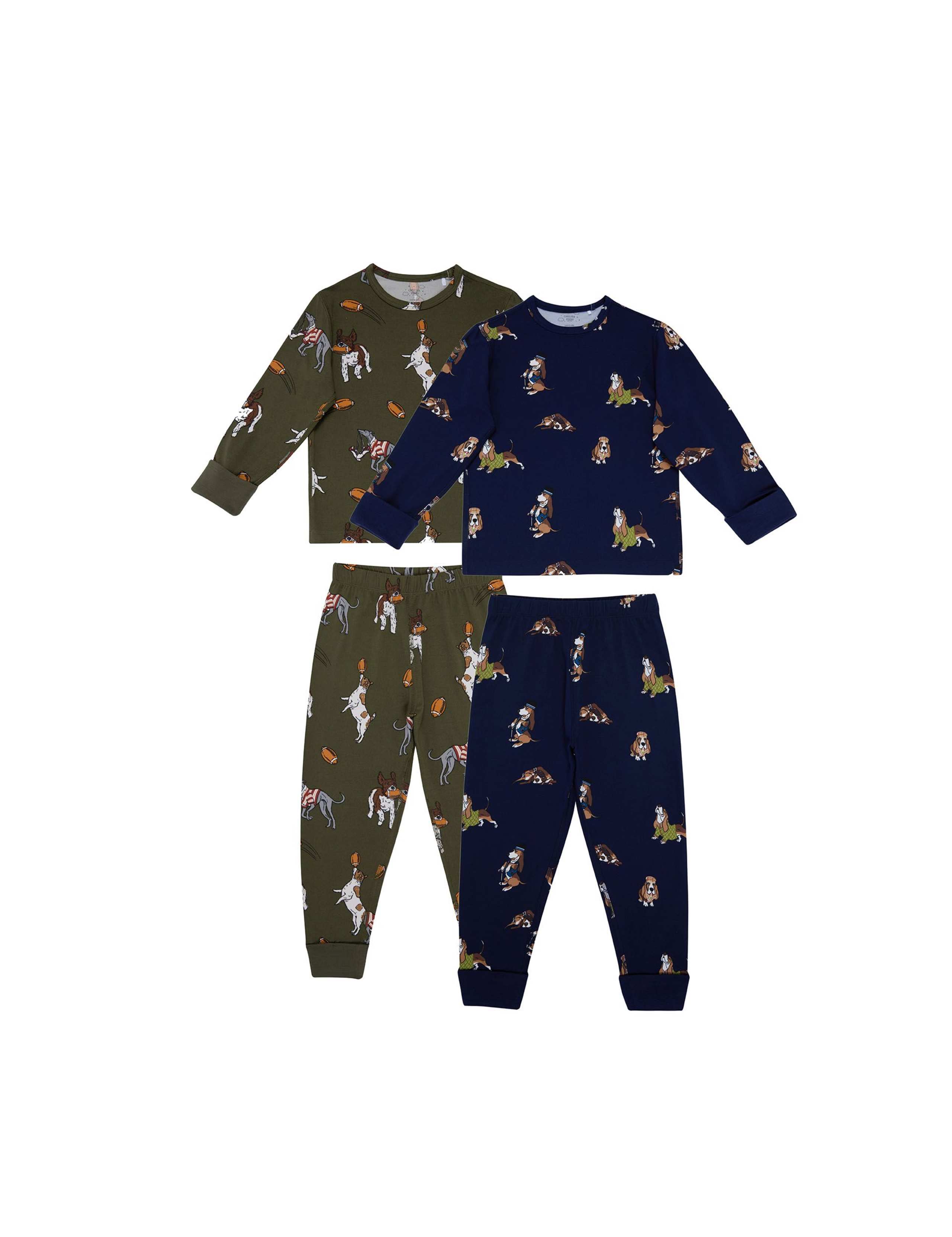 2 Pack Dog Print Crew Neck Pyjama Sets (1-12 Yrs) 1 of 4