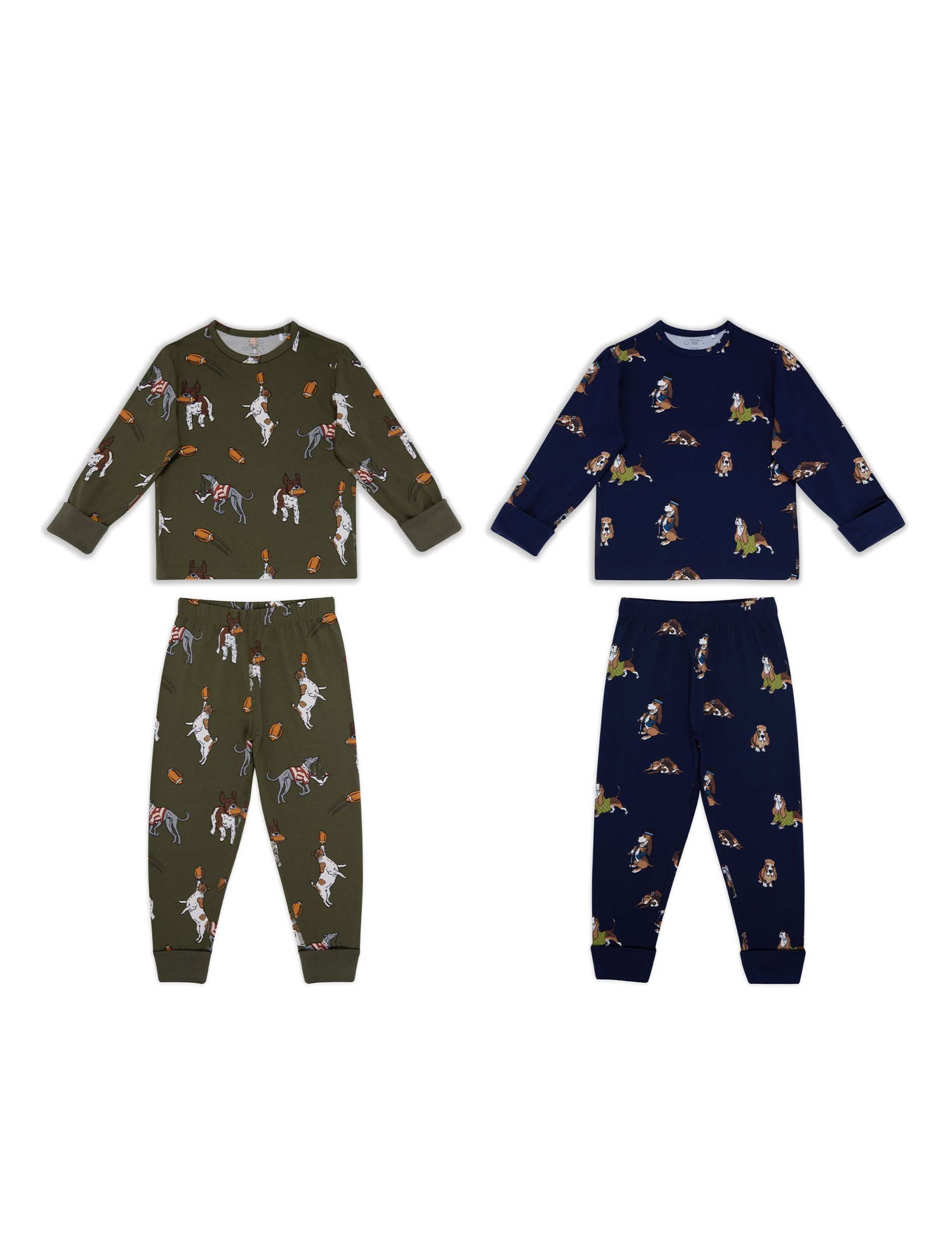 2pk Dog Print Crew Neck Pyjama Sets (1-12 Yrs) 2 of 4