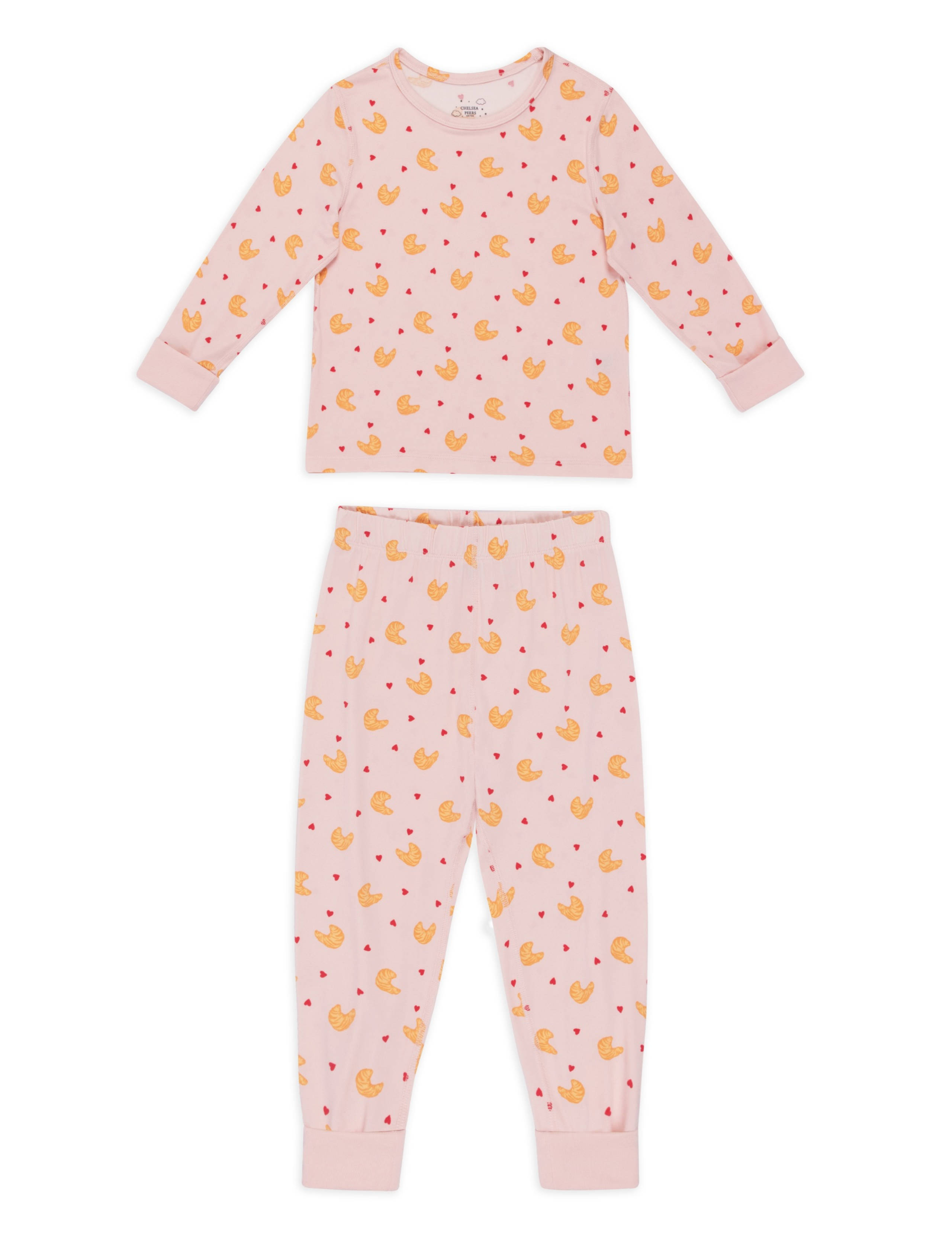 Croissant Heart Print Pyjamas (1-12 Yrs) 1 of 3