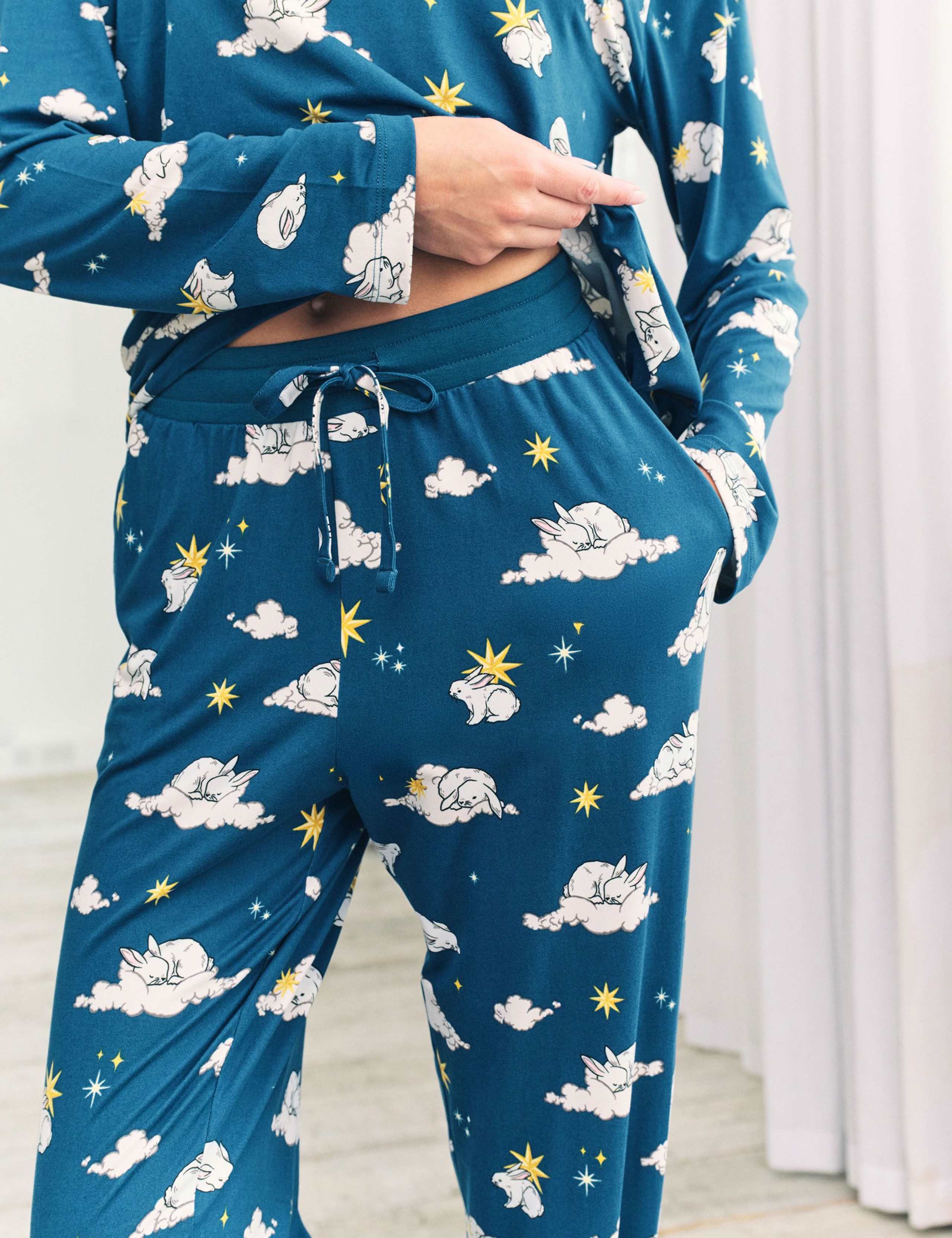Bunny Print Crew Neck Cuffed Leg Pyjama Set 4 of 5
