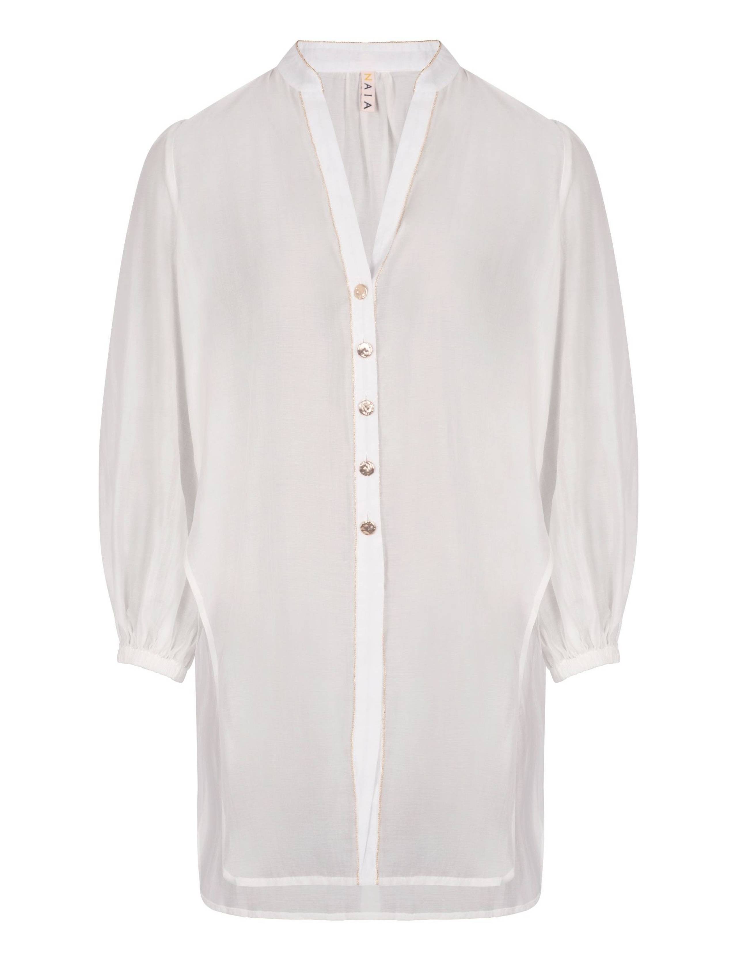 Cotton Rich V-Neck Beach Cover Up Shirt 2 of 5