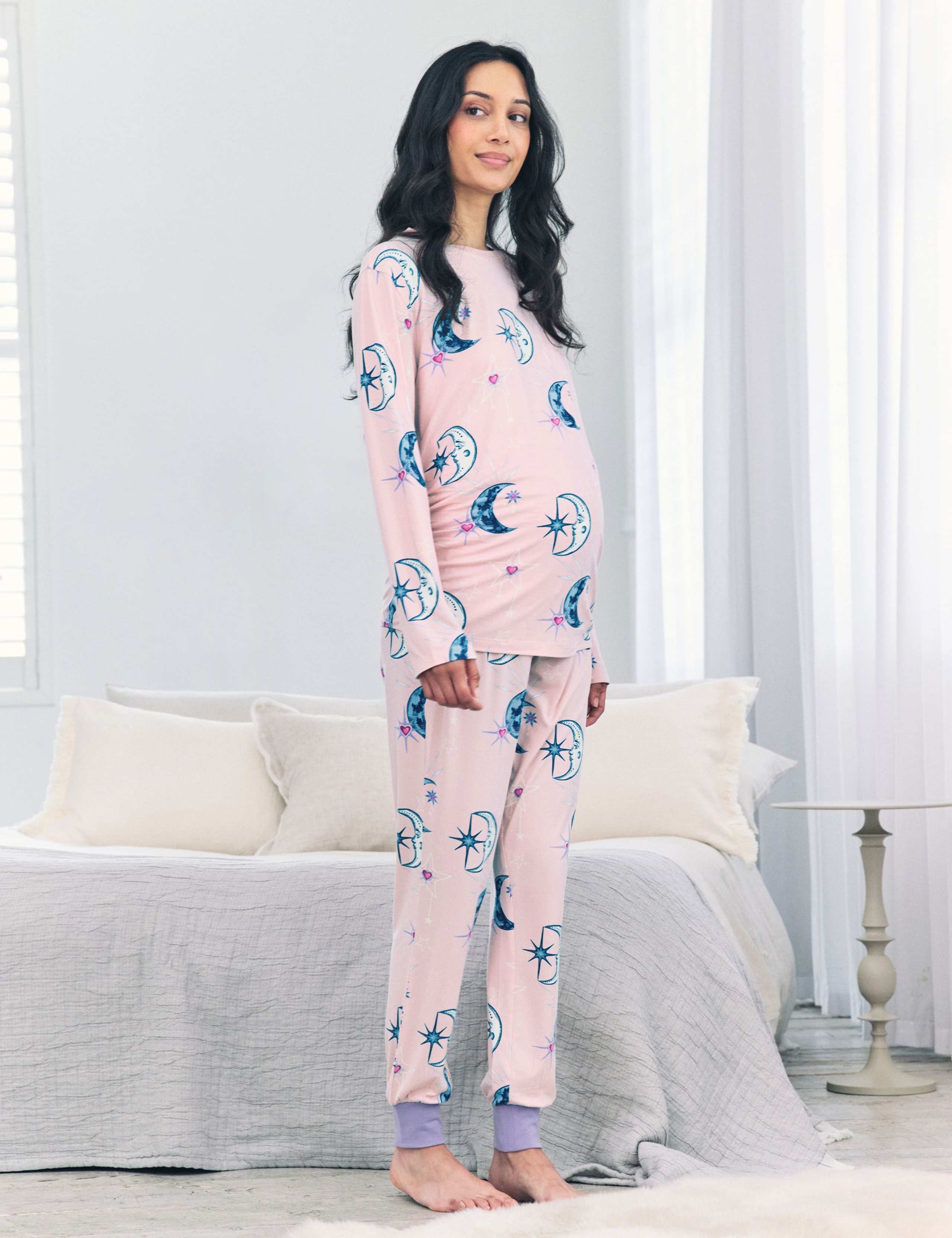 Maternity Jersey Moon Crew Neck Pyjama Set 1 of 6