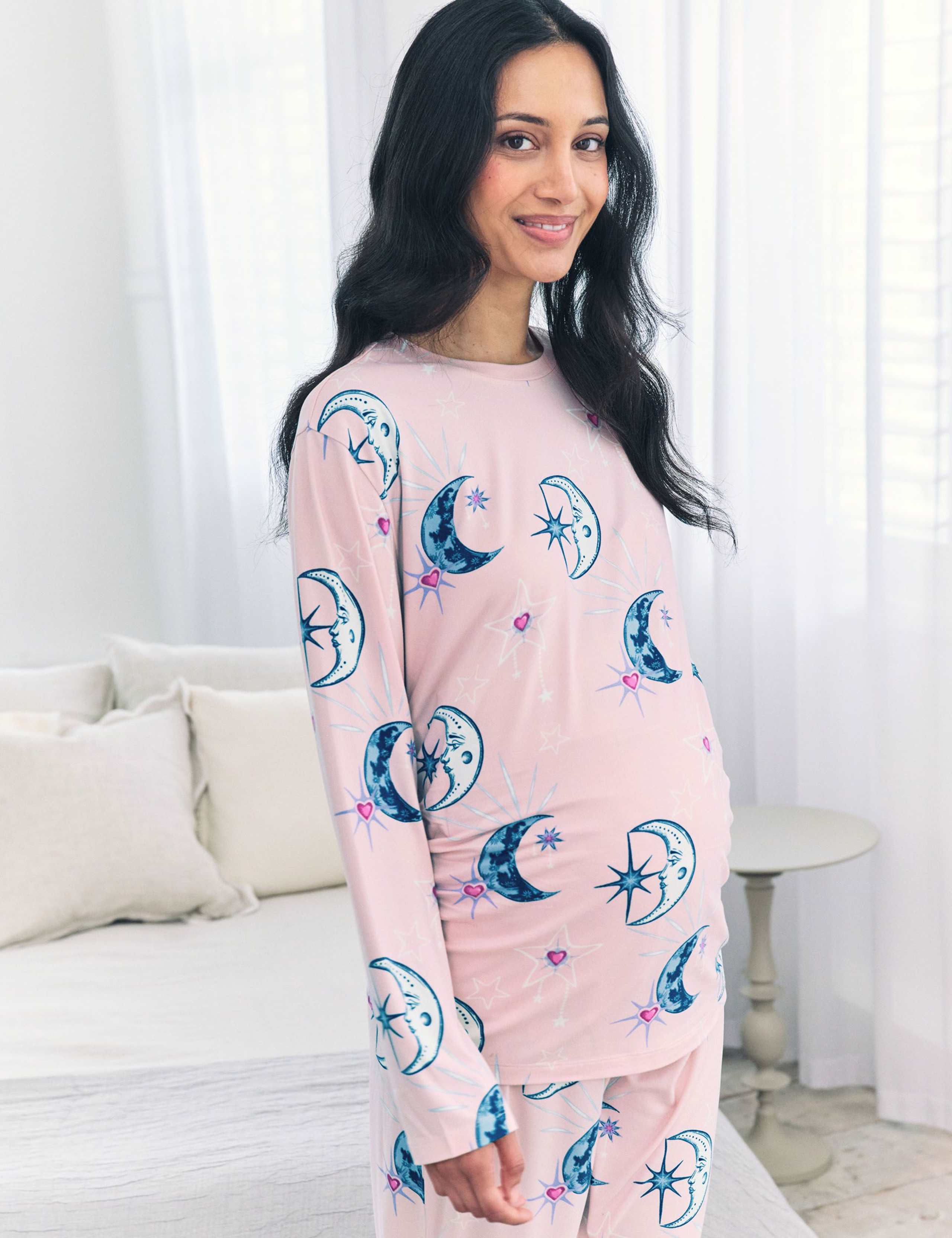 Maternity Jersey Moon Crew Neck Pyjama Set 3 of 6