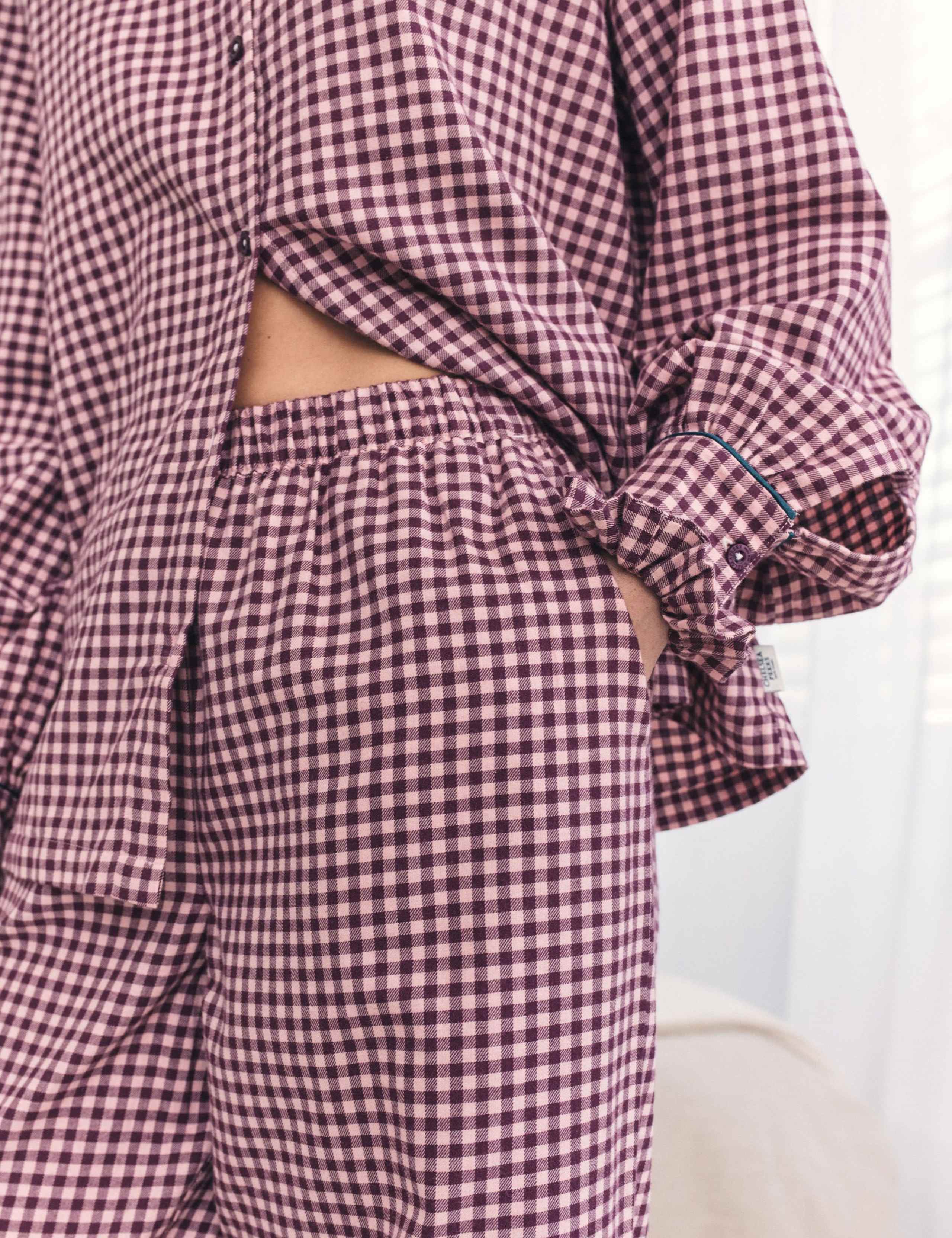 Pure Cotton Checked Pyjama Set with Eye Mask 5 of 7