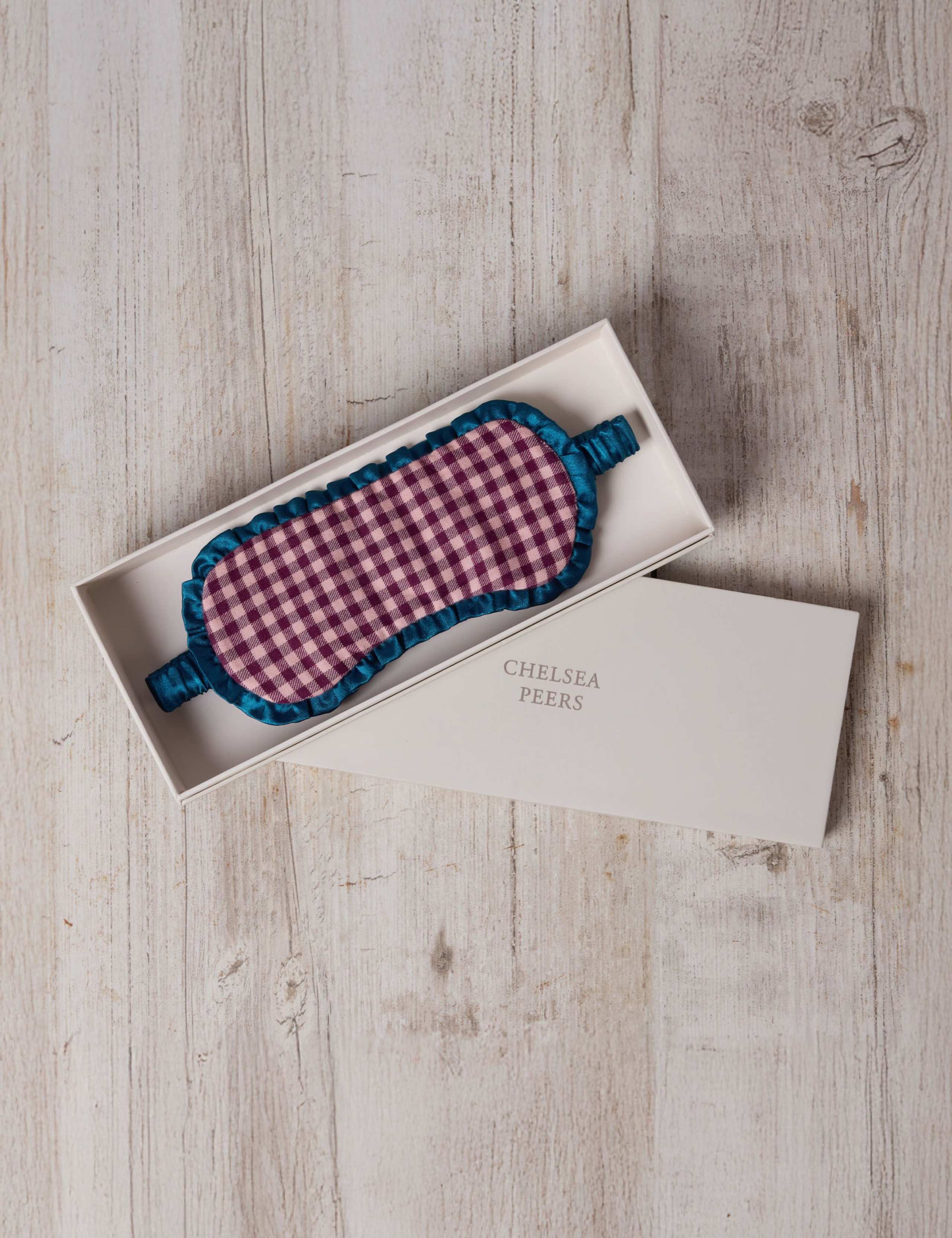 Pure Cotton Checked Pyjama Set with Eye Mask 2 of 7