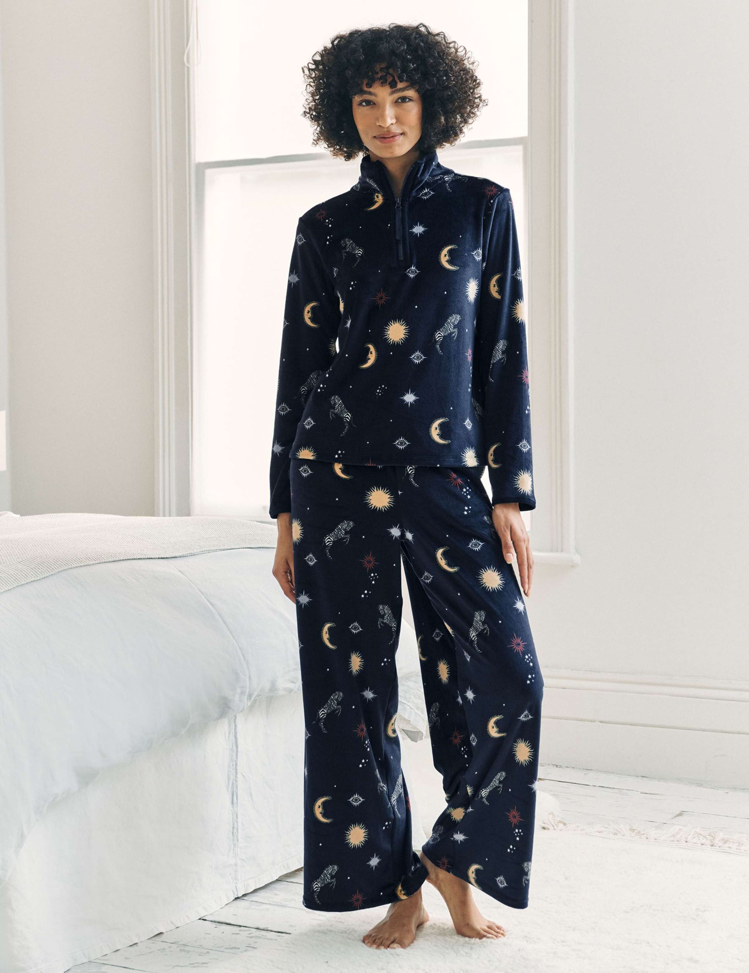 Fleece Celestial Zebra Print Pyjama Lounge Set 1 of 6