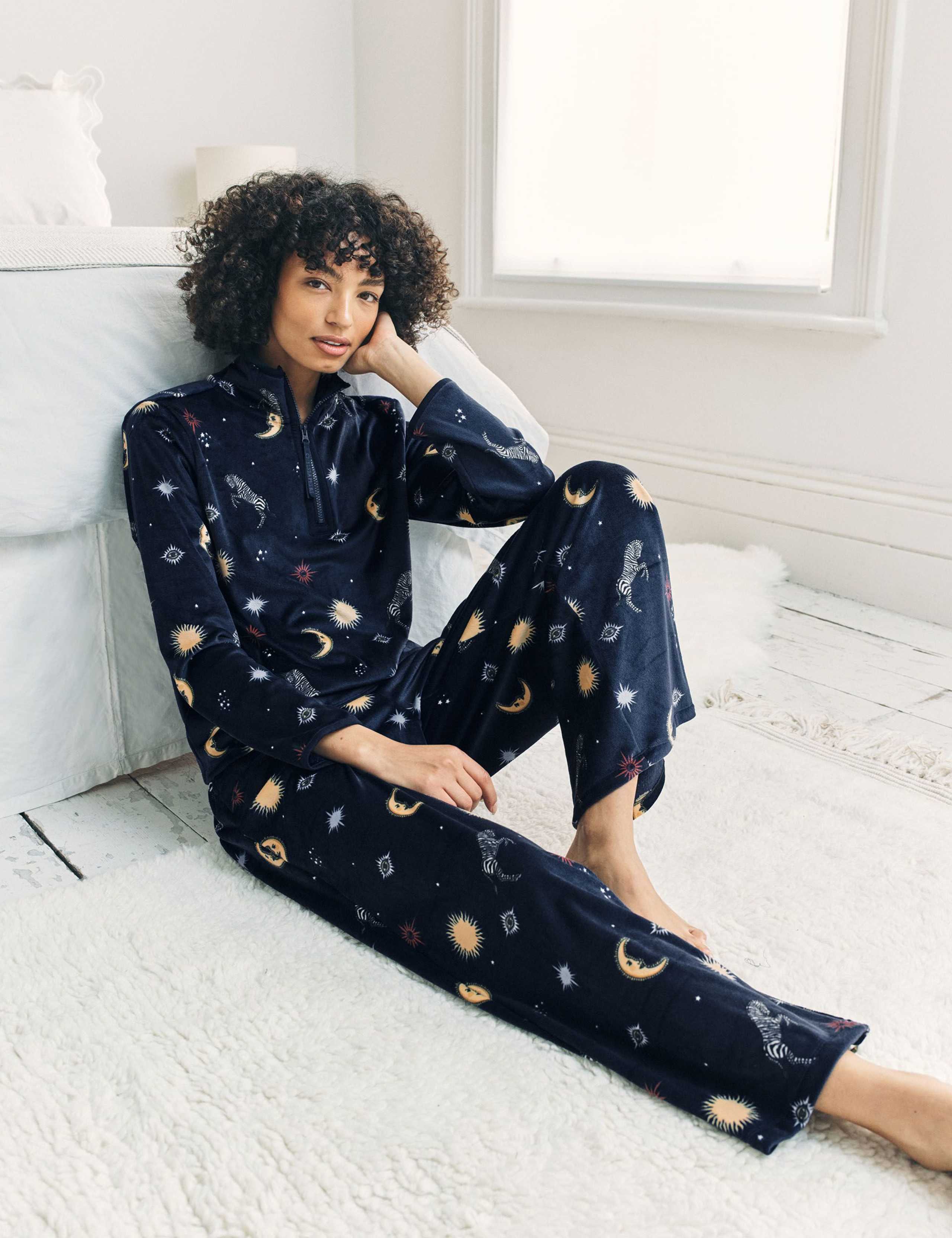 Fleece Celestial Zebra Print Pyjama Lounge Set 3 of 6