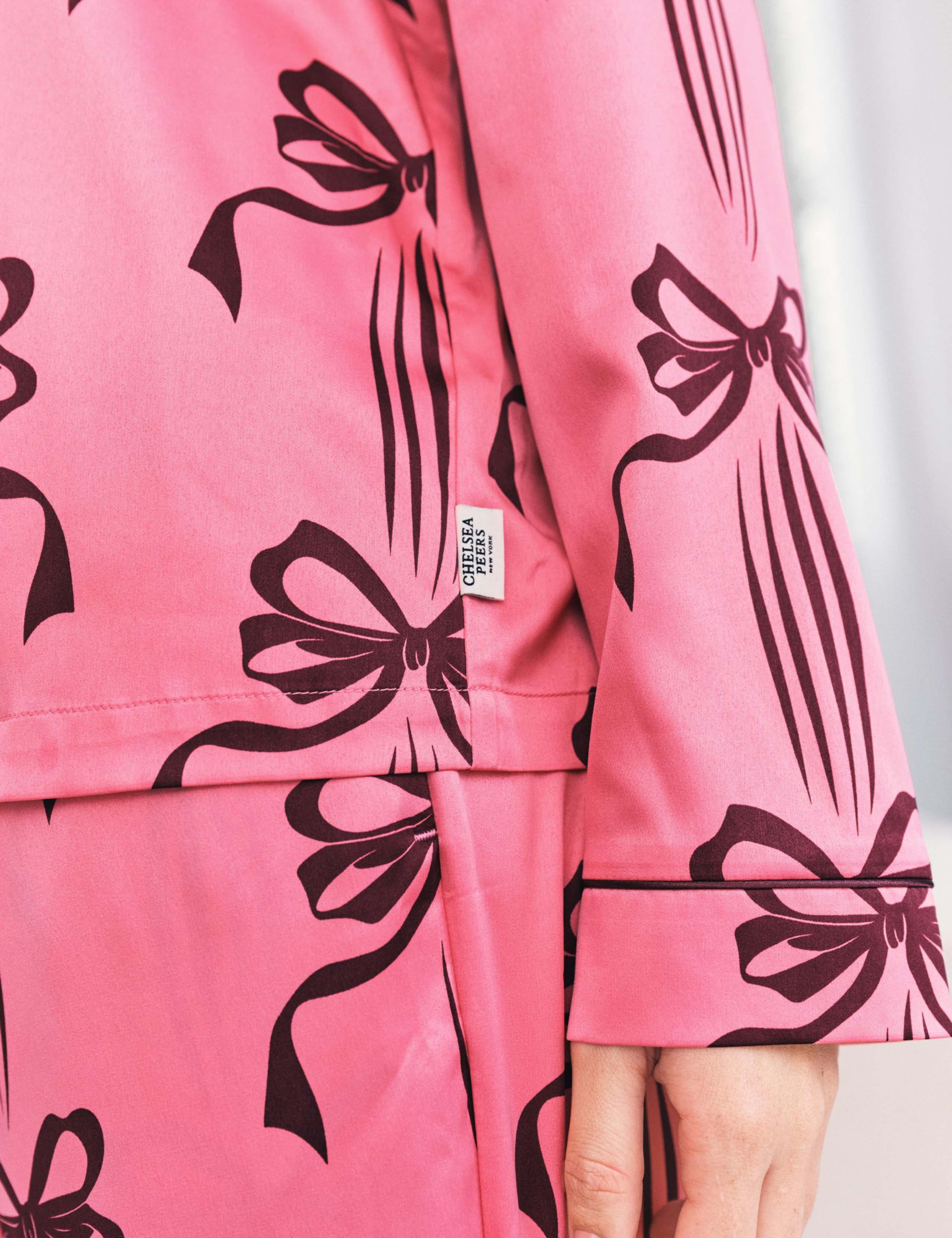 Satin Bow Print Revere Pyjama Set 6 of 6