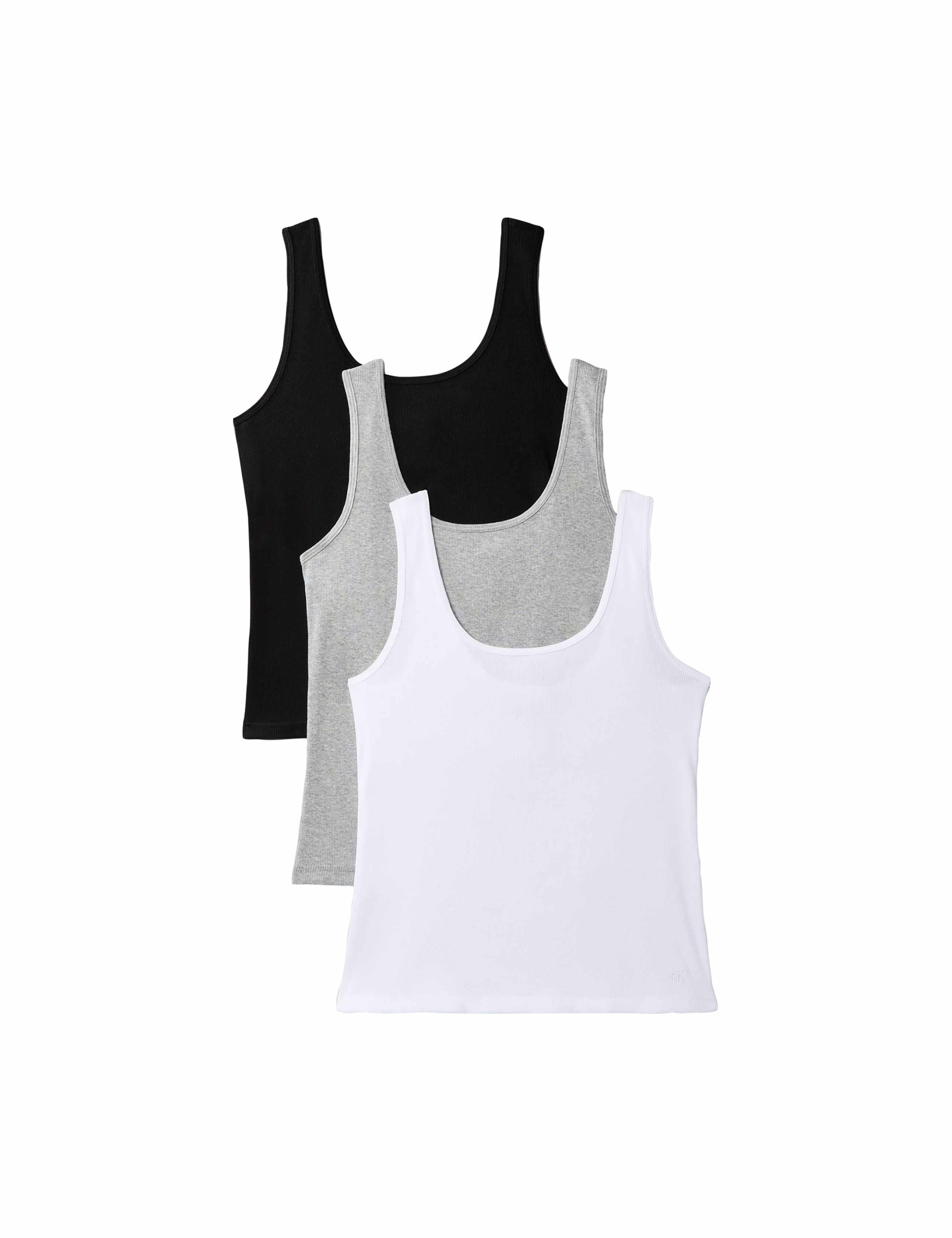 3 Pack Pure Cotton Ribbed Scoop Neck Vests 2 of 6