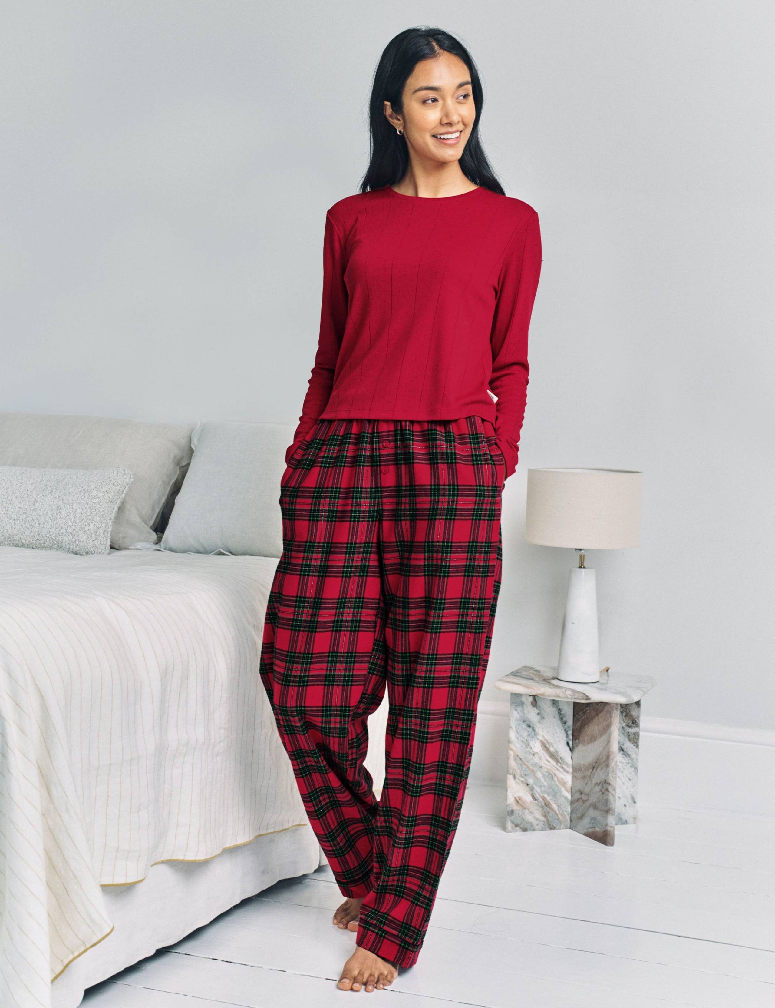 Pure Cotton Pointelle Checked Pyjama Set 1 of 5
