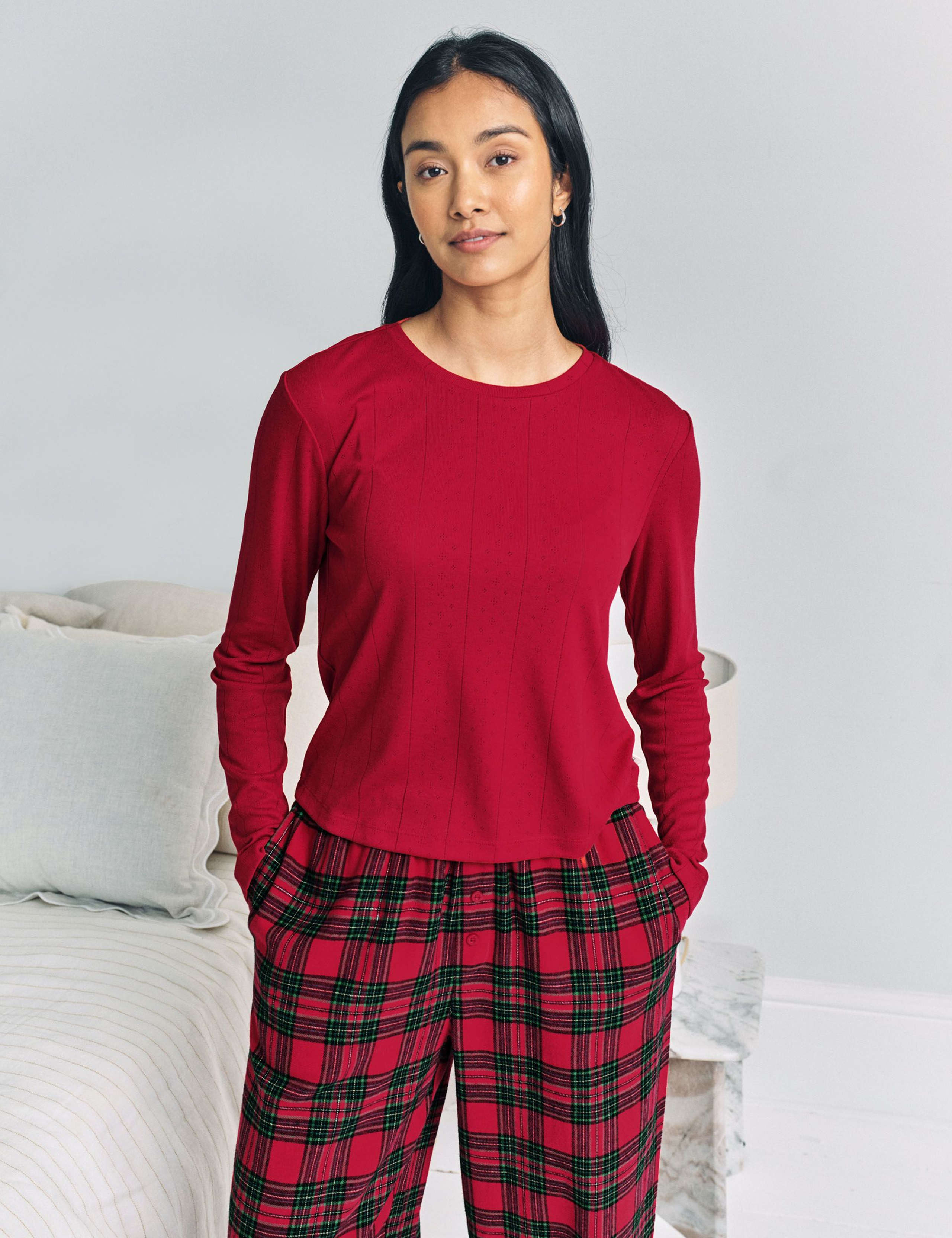 Pure Cotton Pointelle Checked Pyjama Set 2 of 5