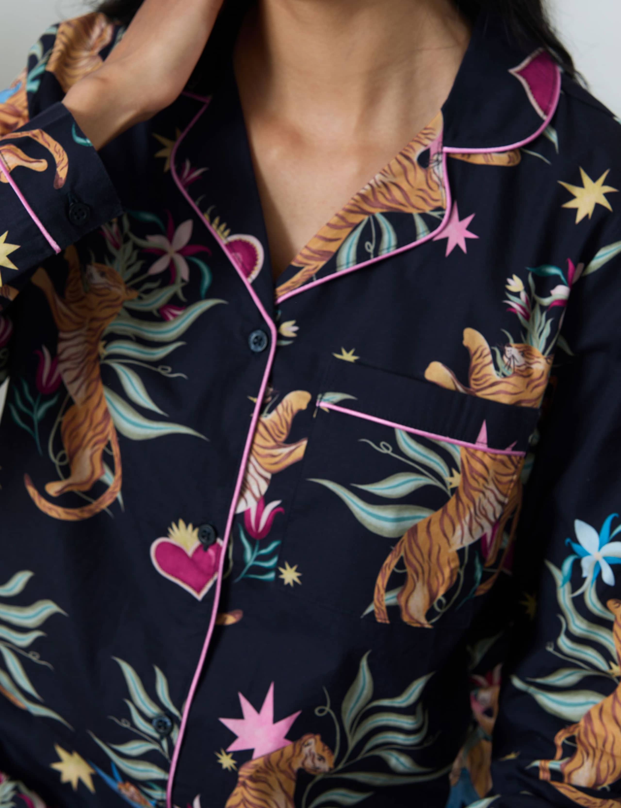 Pure Cotton Heart Tiger Button Up Pyjamas 4 of 5