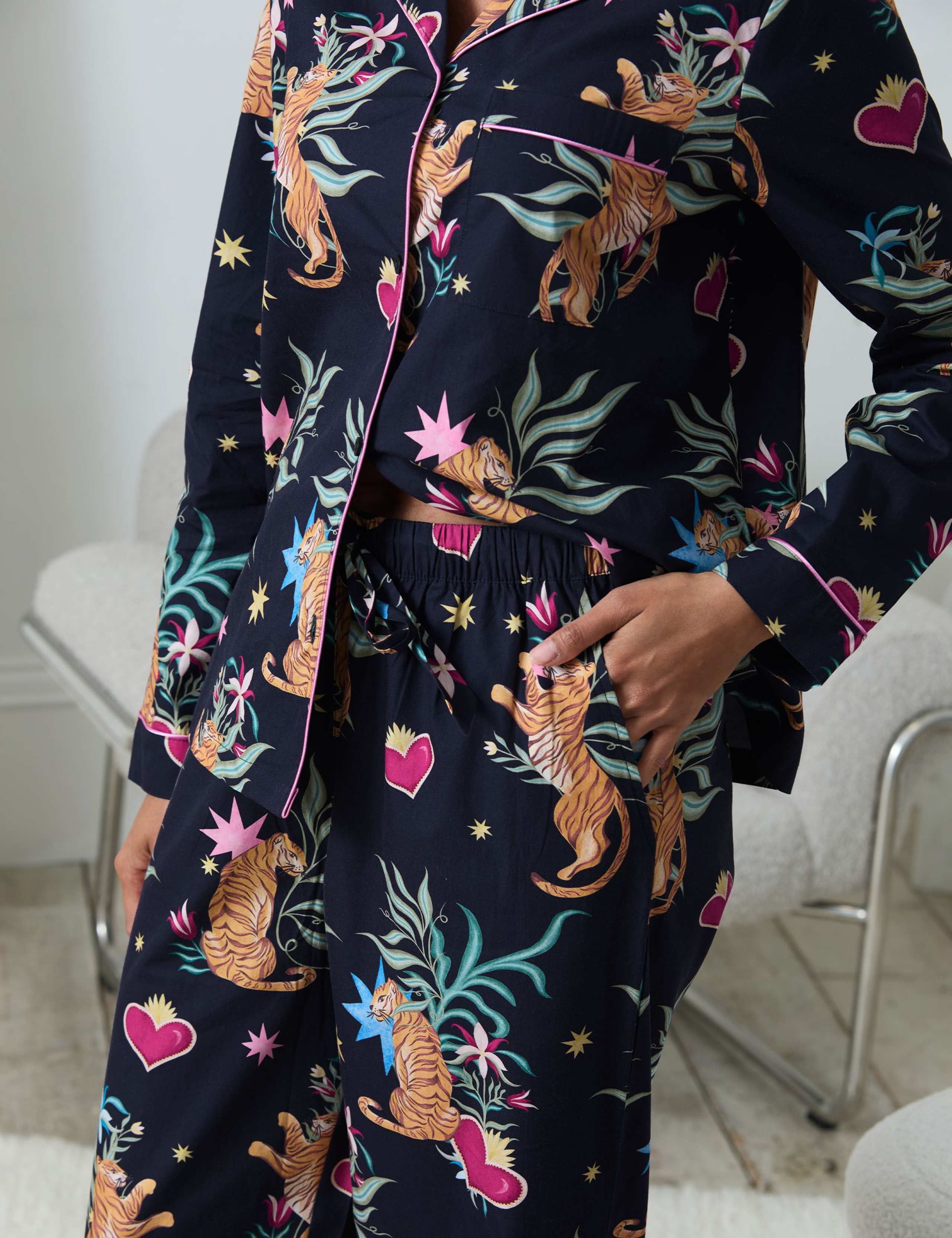 Pure Cotton Heart Tiger Button Up Pyjamas 5 of 5