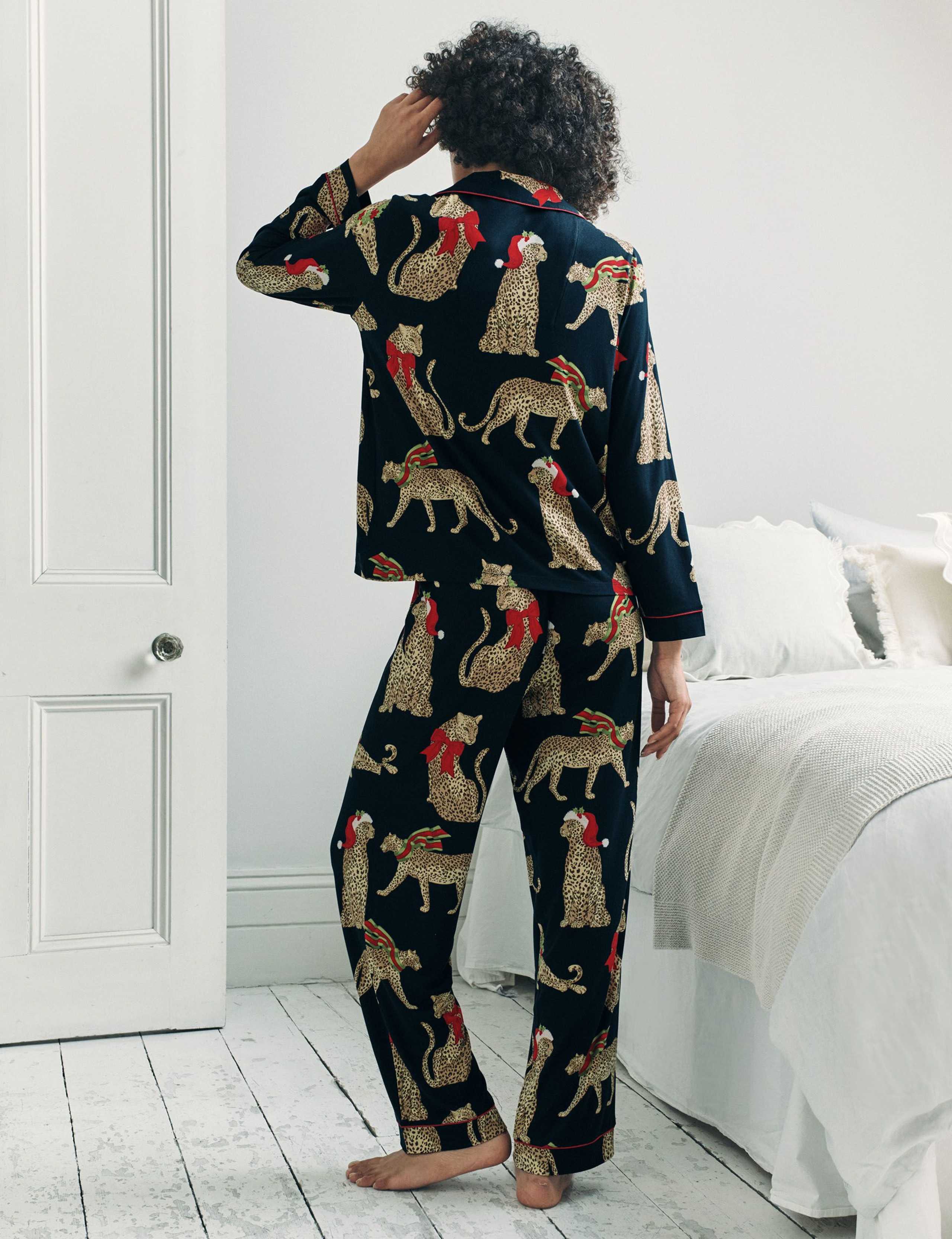 Jersey Christmas Leopard Print Pyjama Set 2 of 6
