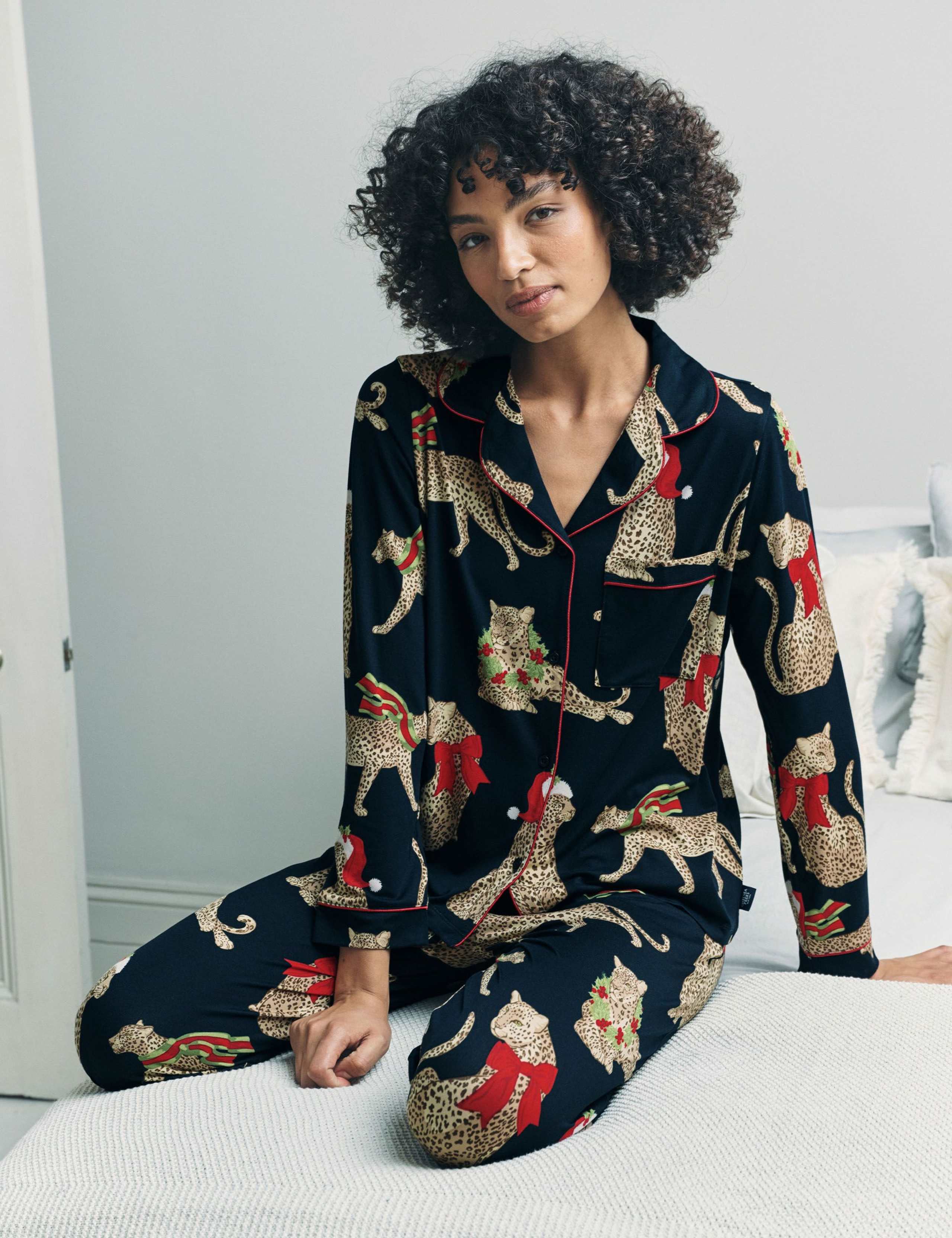 Jersey Christmas Leopard Print Pyjama Set 4 of 6