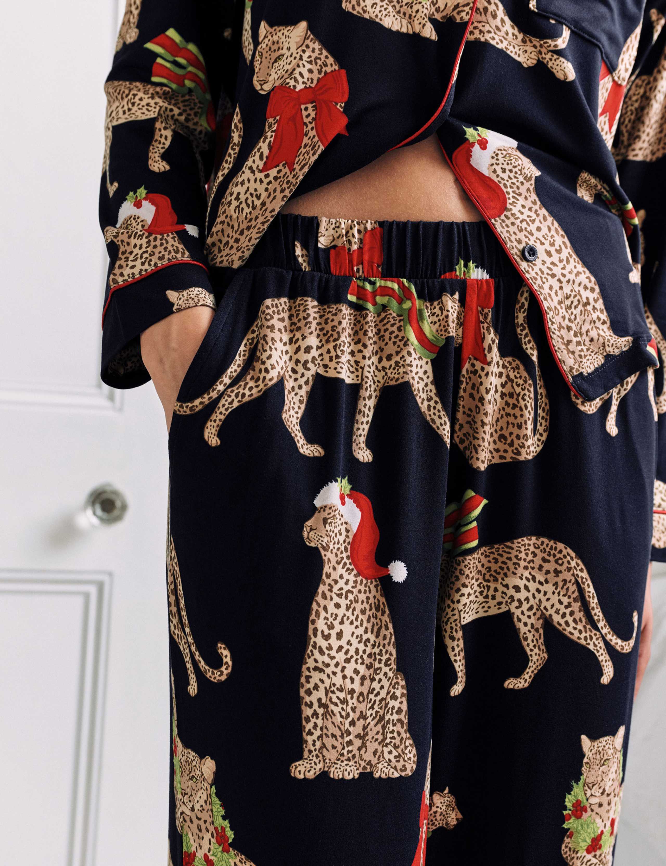 Jersey Leopard Print Family Christmas Pyjama Set 4 of 10