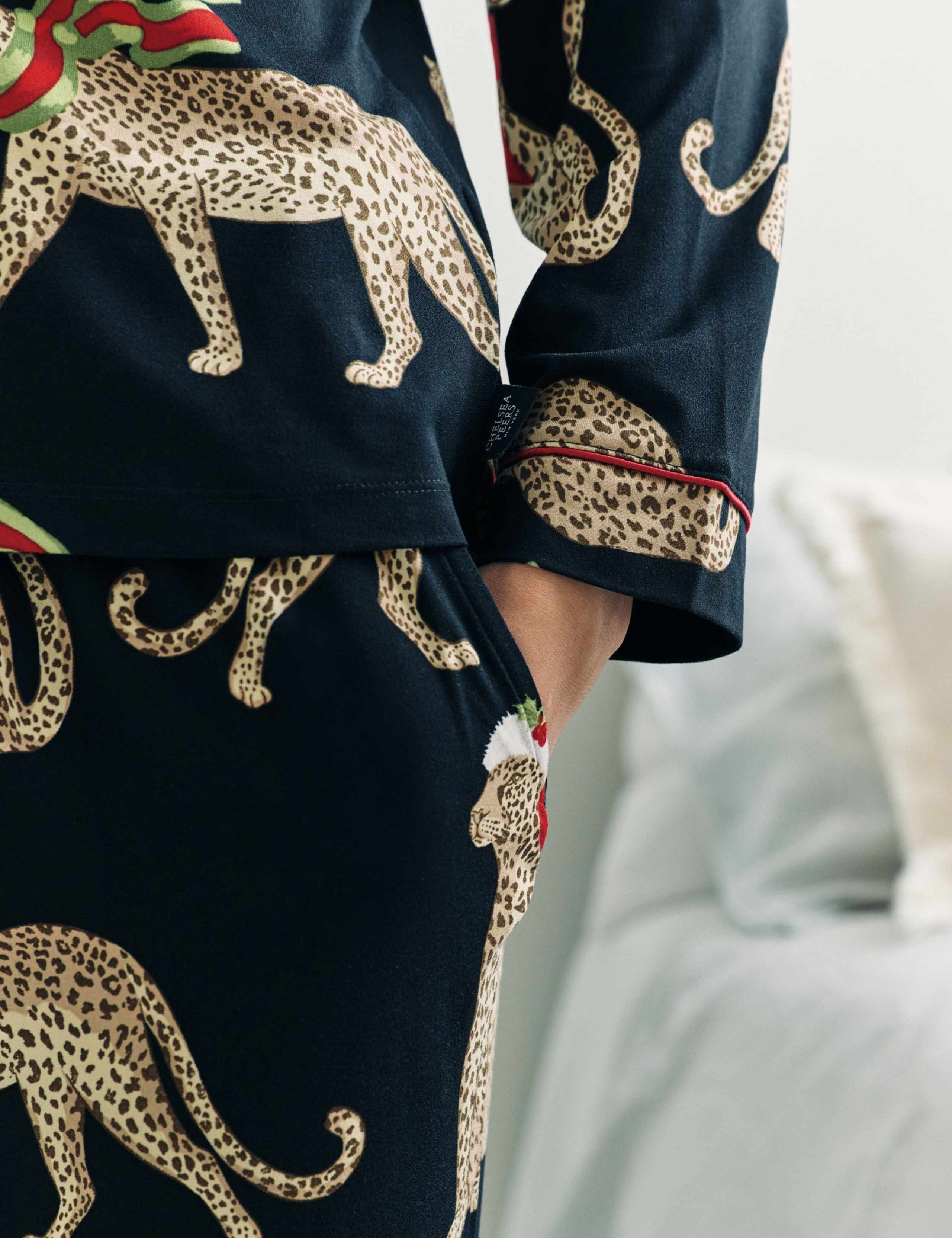 Jersey Christmas Leopard Print Pyjama Set 6 of 6