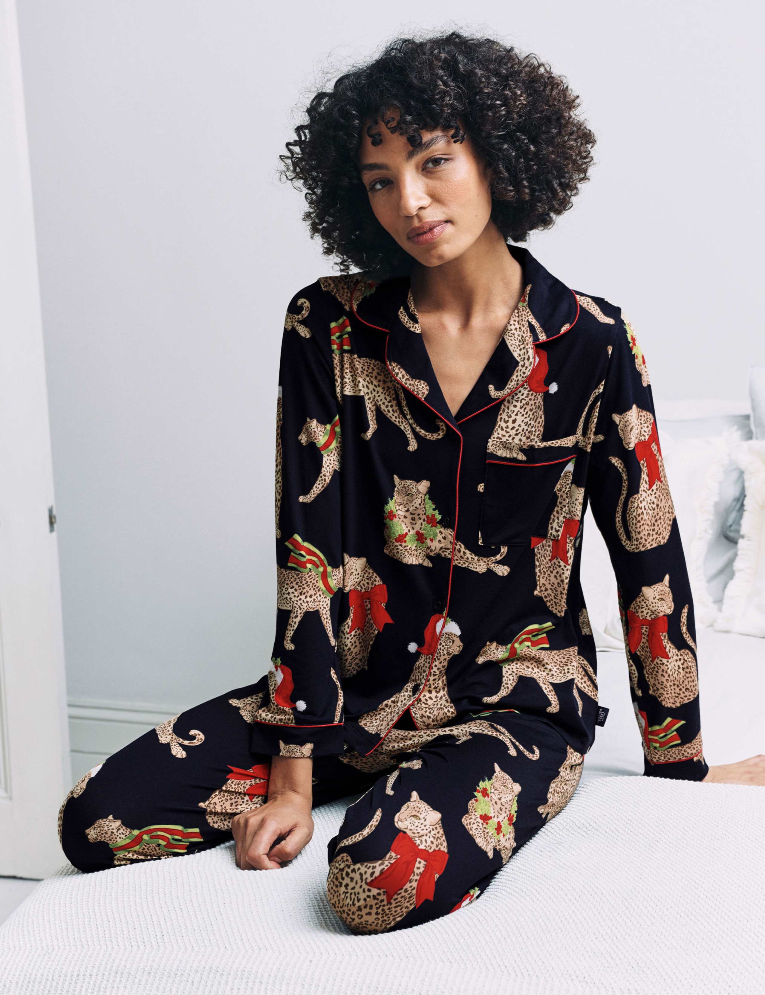 Jersey Leopard Print Family Christmas Pyjama Set 6 of 10