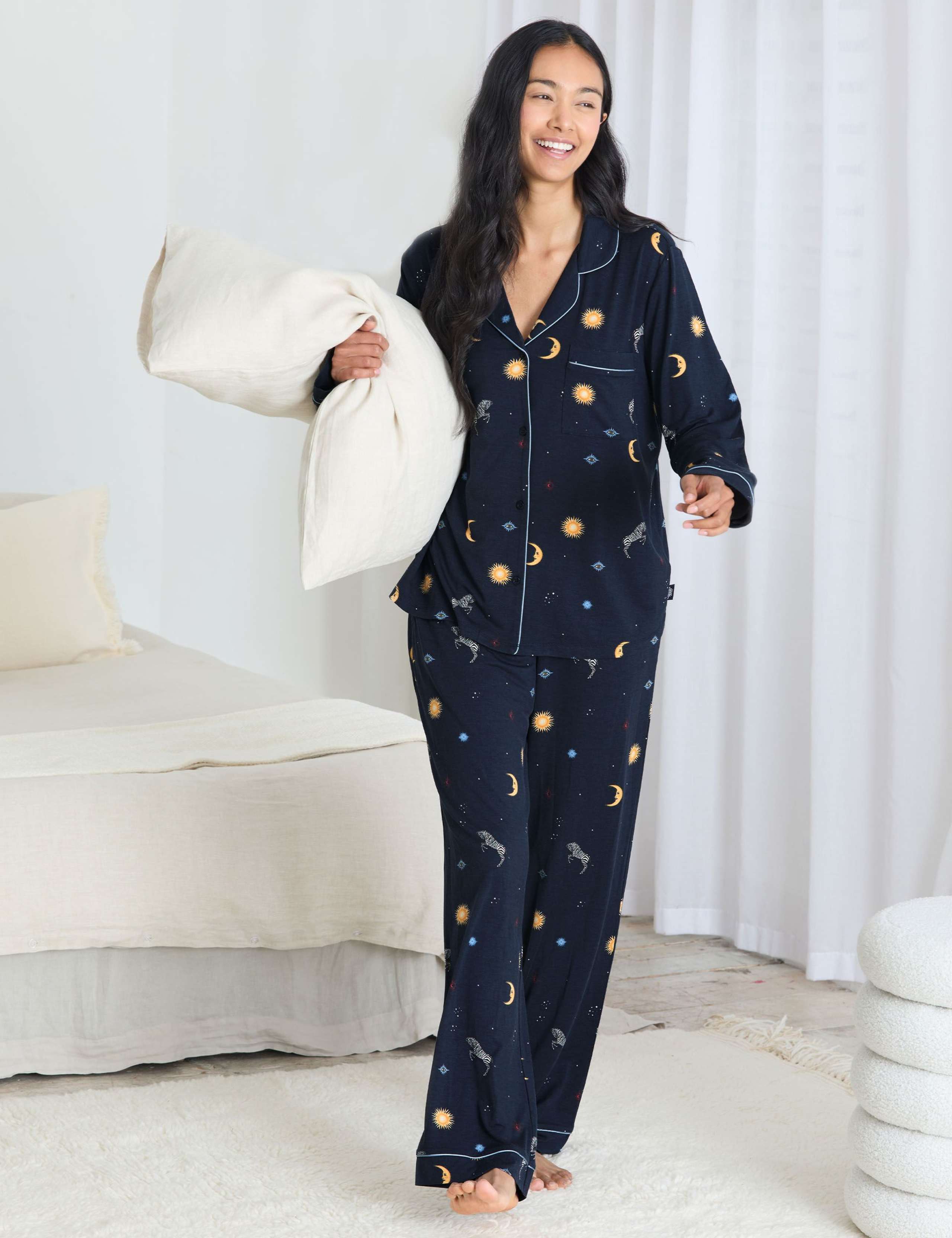 Modal Rich Celestial Button Up Pyjama Set 1 of 6