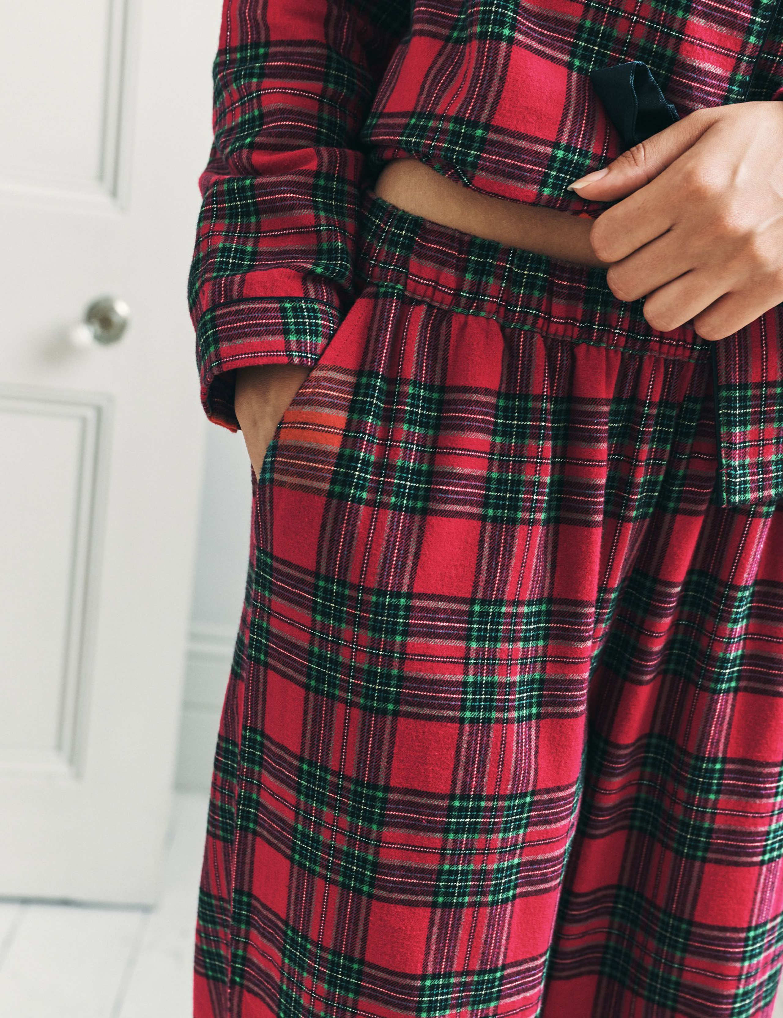 Pure Cotton Checked Bow Front Pyjama Set 6 of 7
