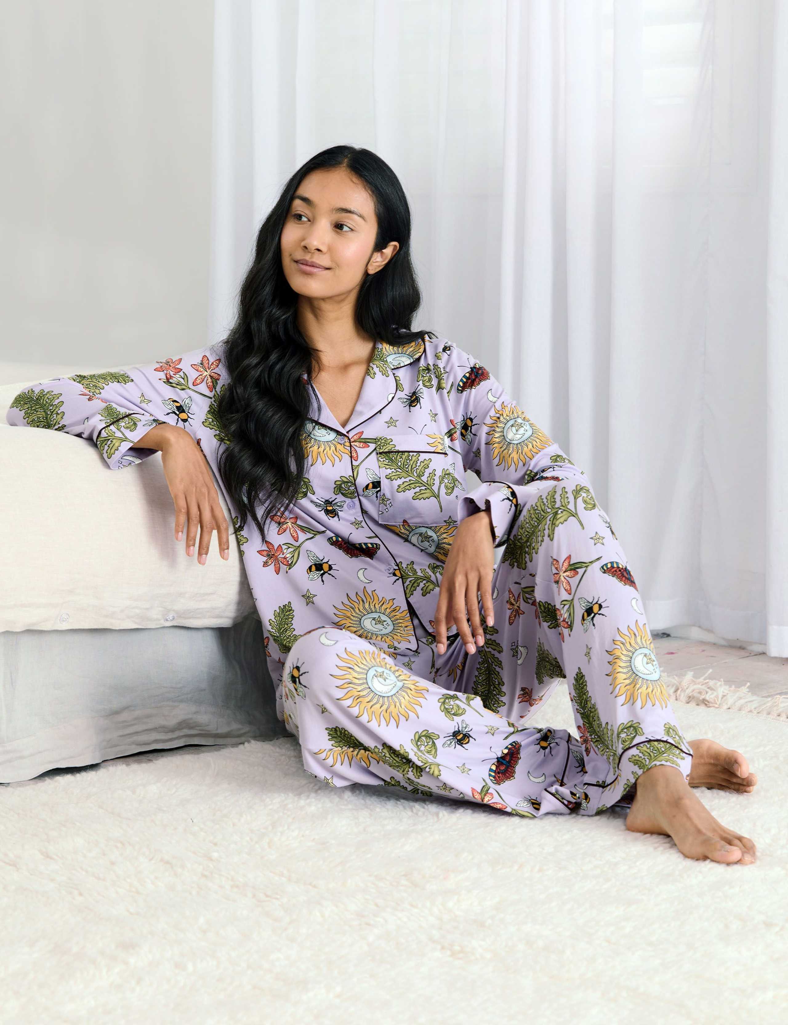 Jersey Forest Print Revere Pyjama Set 3 of 5