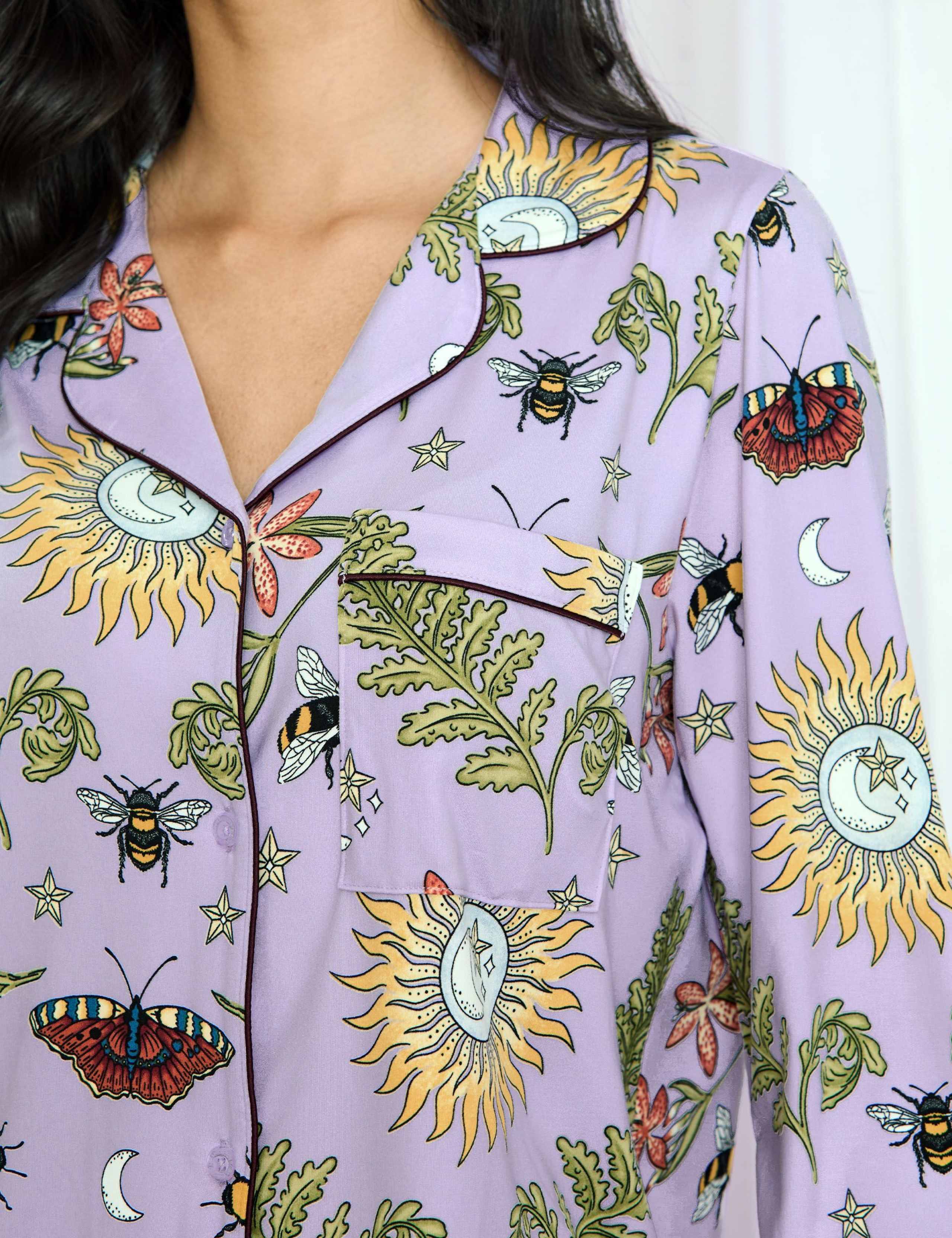 Jersey Forest Print Revere Pyjama Set 4 of 5