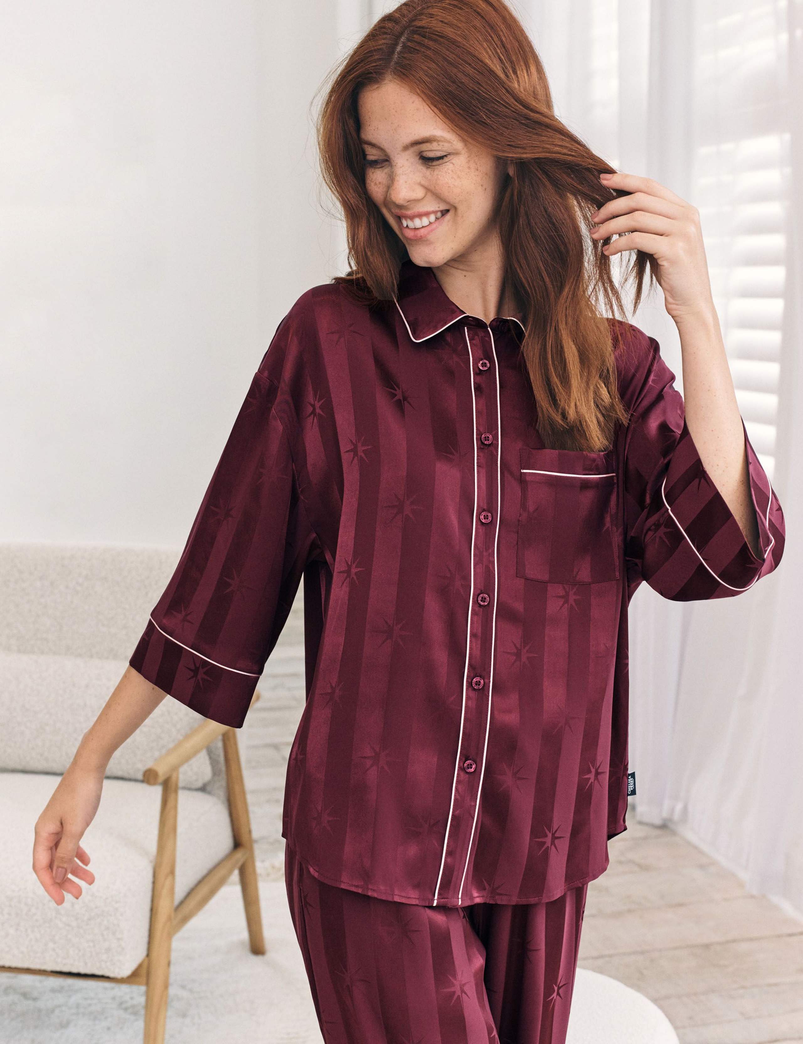 Jacquard Star Striped Button Up Pyjamas 3 of 7