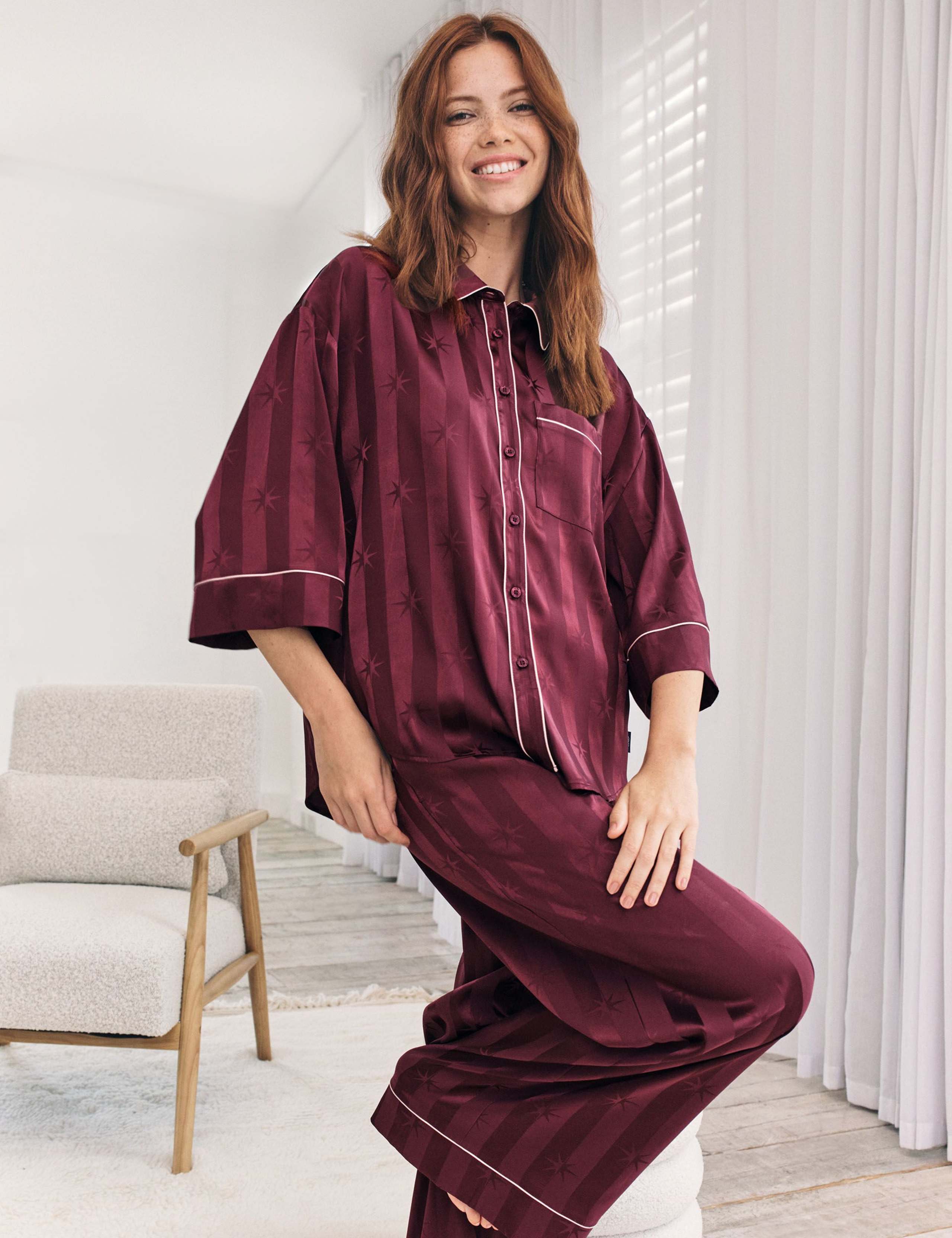 Piped Trim Striped Pyjama Set 5 of 7