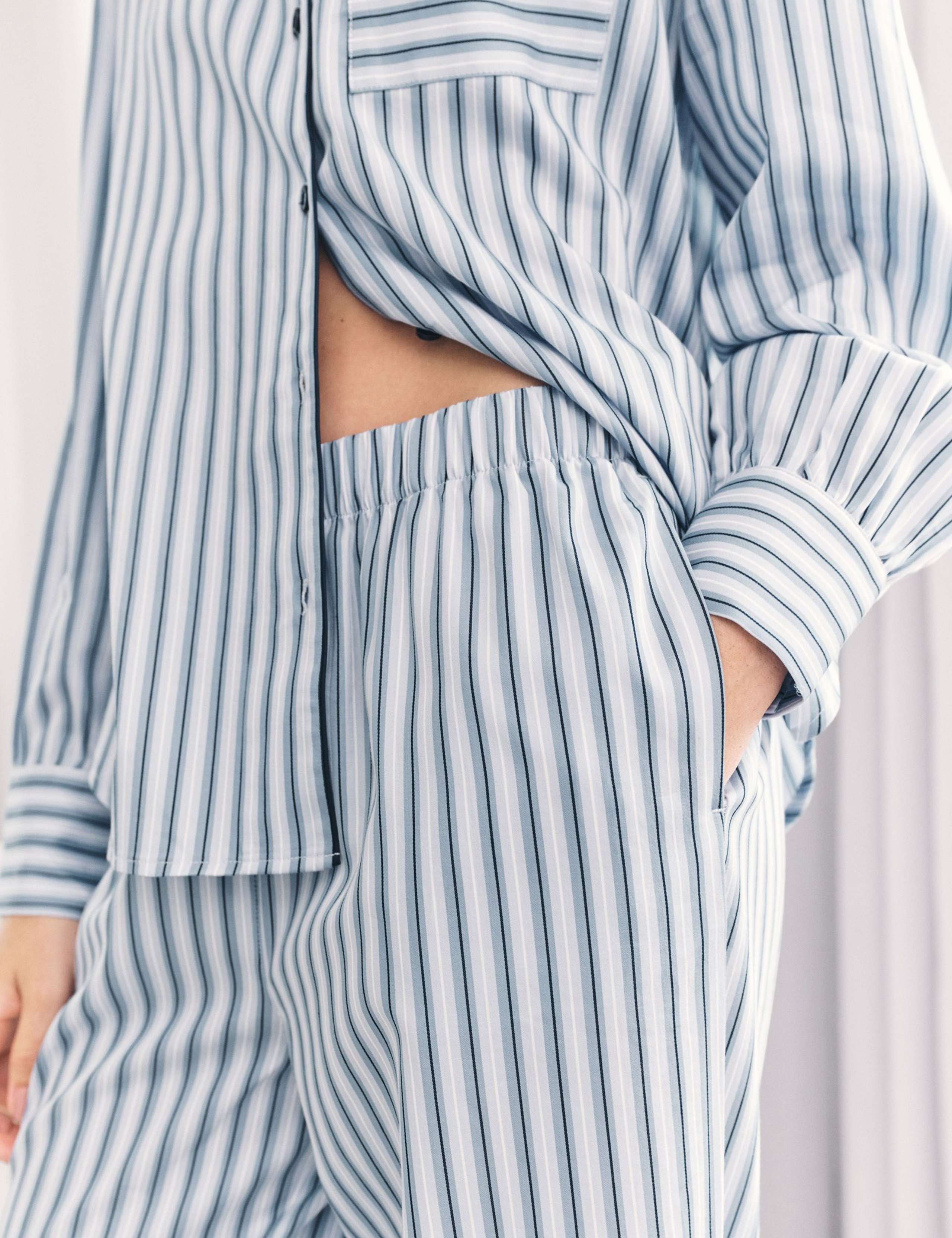 Pure Cotton Woven Striped Button-Up Pyjama Set 5 of 6