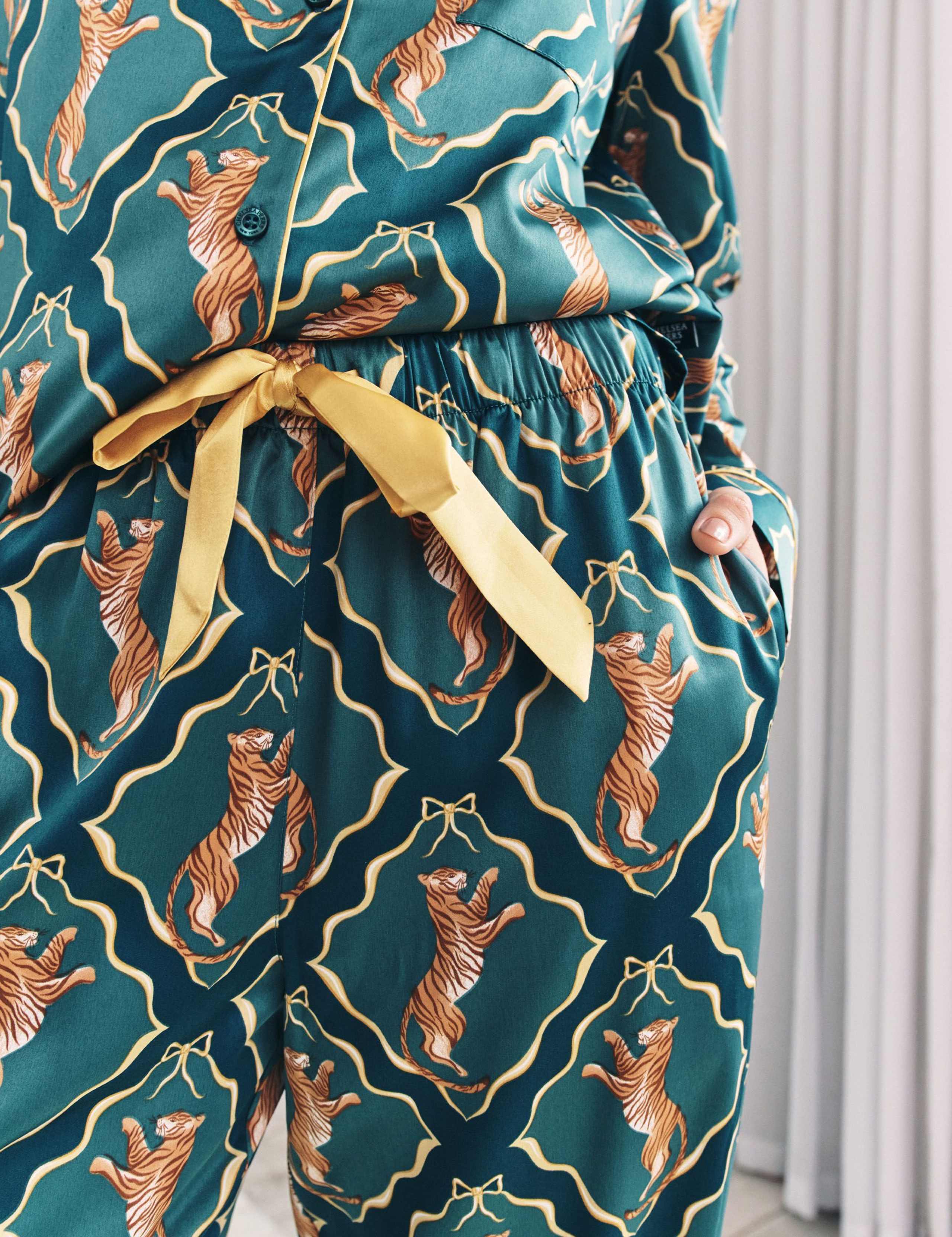 Satin Tiger Print Revere Pyjama Set 6 of 6