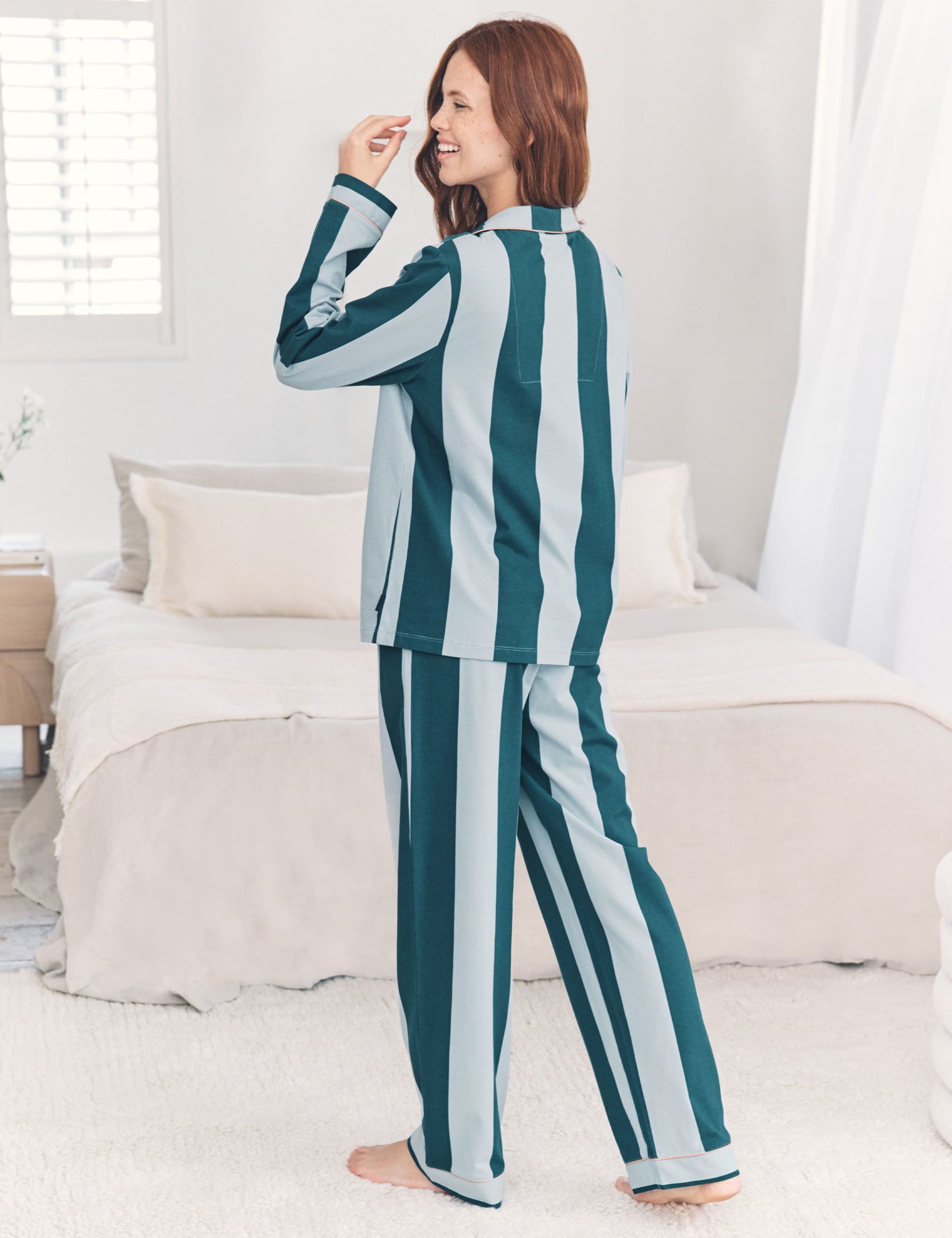 Cotton Rich Striped Revere Pyjama Set 2 of 6