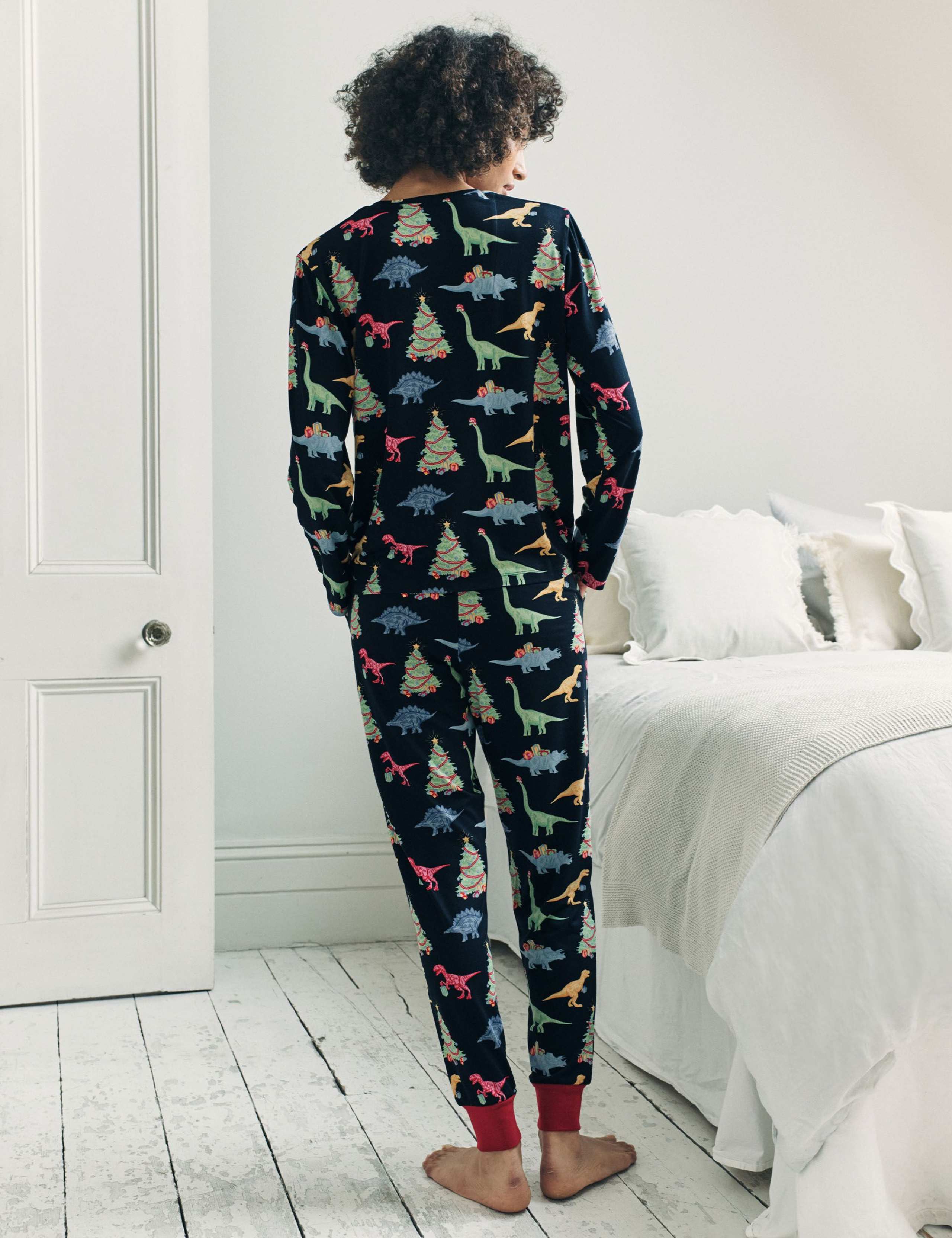 Crew Neck Dinosaur Print Family Christmas Pyjama Set 2 of 13