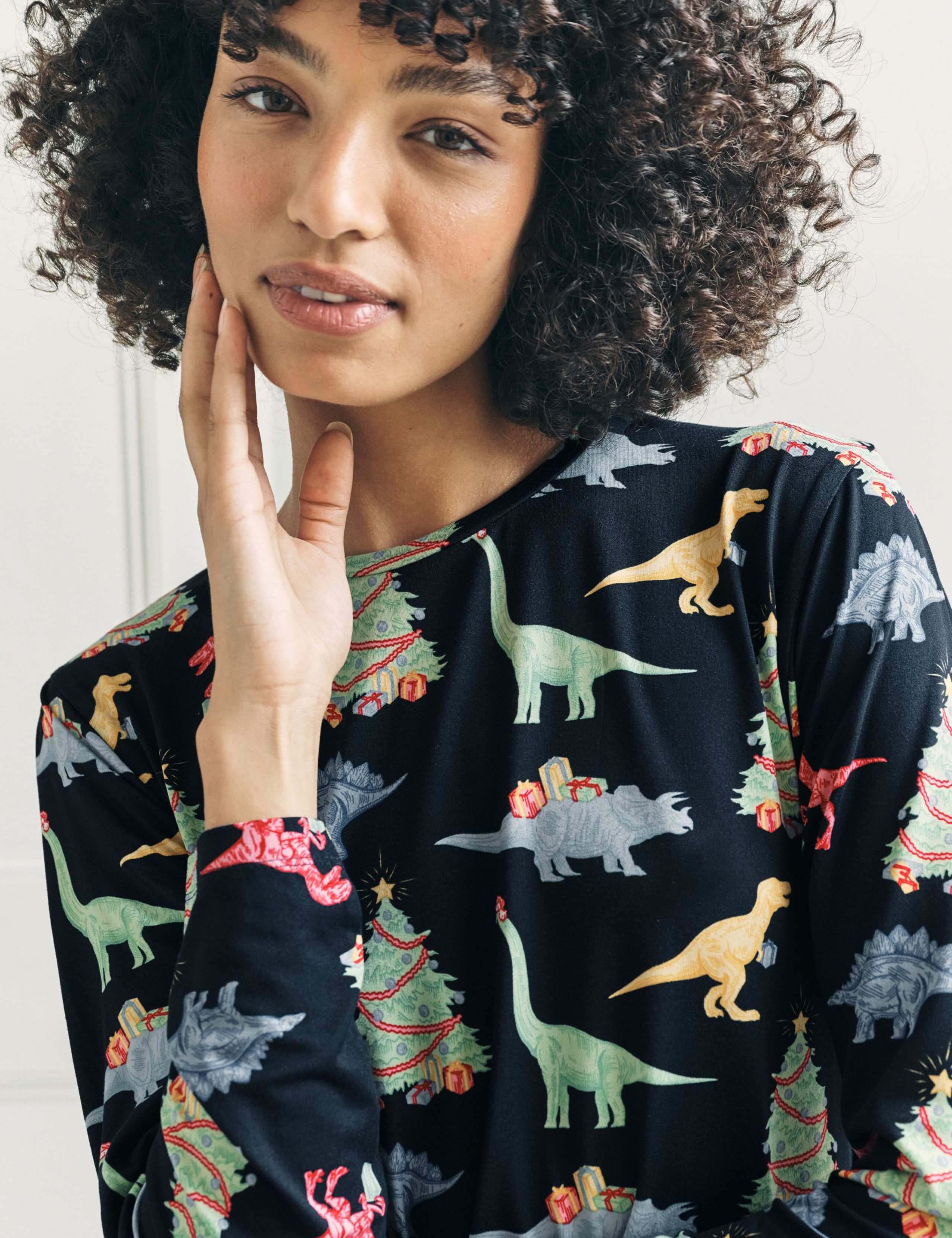 Jersey Christmas Dinosaur Print Pyjama Set 3 of 7