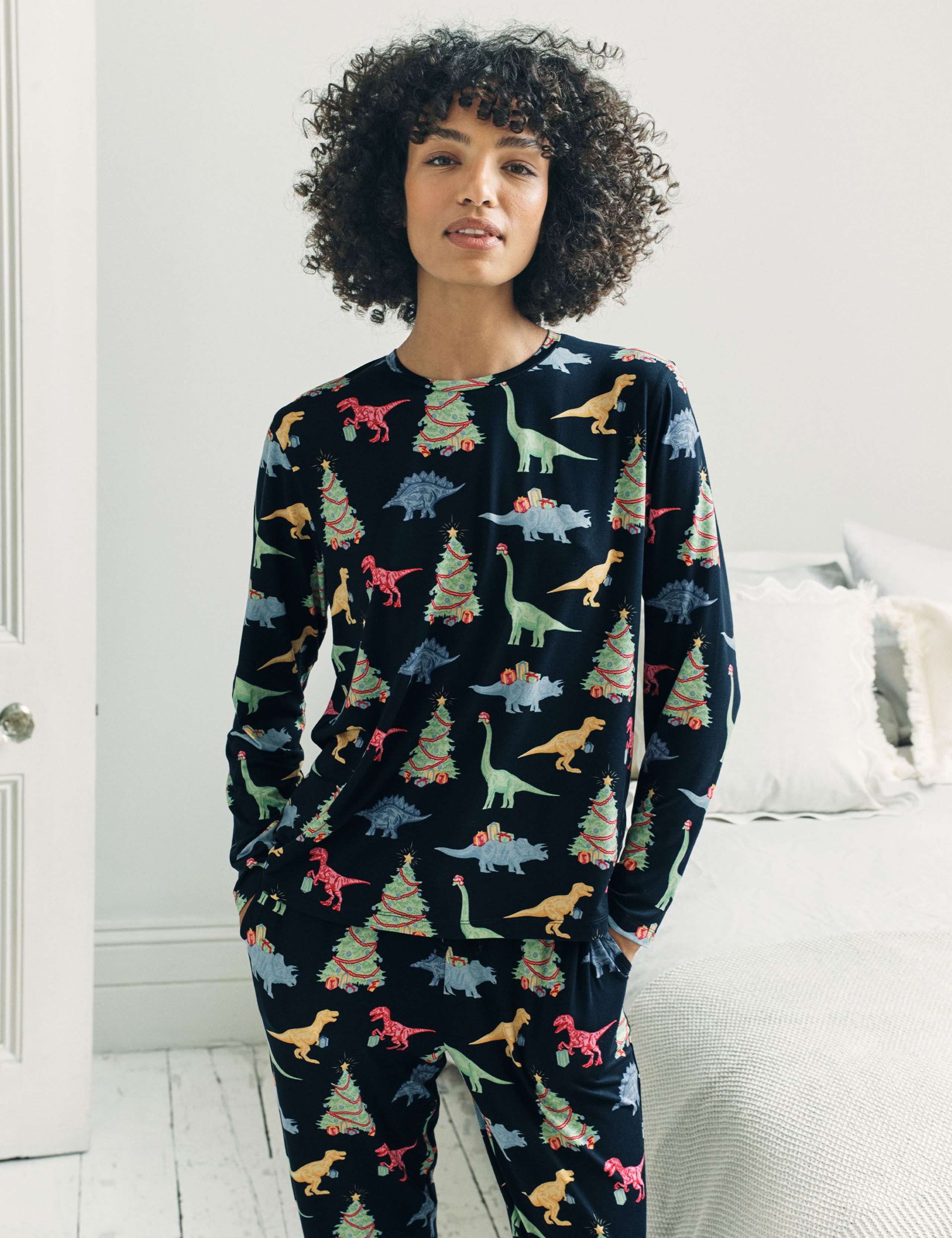 Jersey Christmas Dinosaur Print Pyjama Set 4 of 7