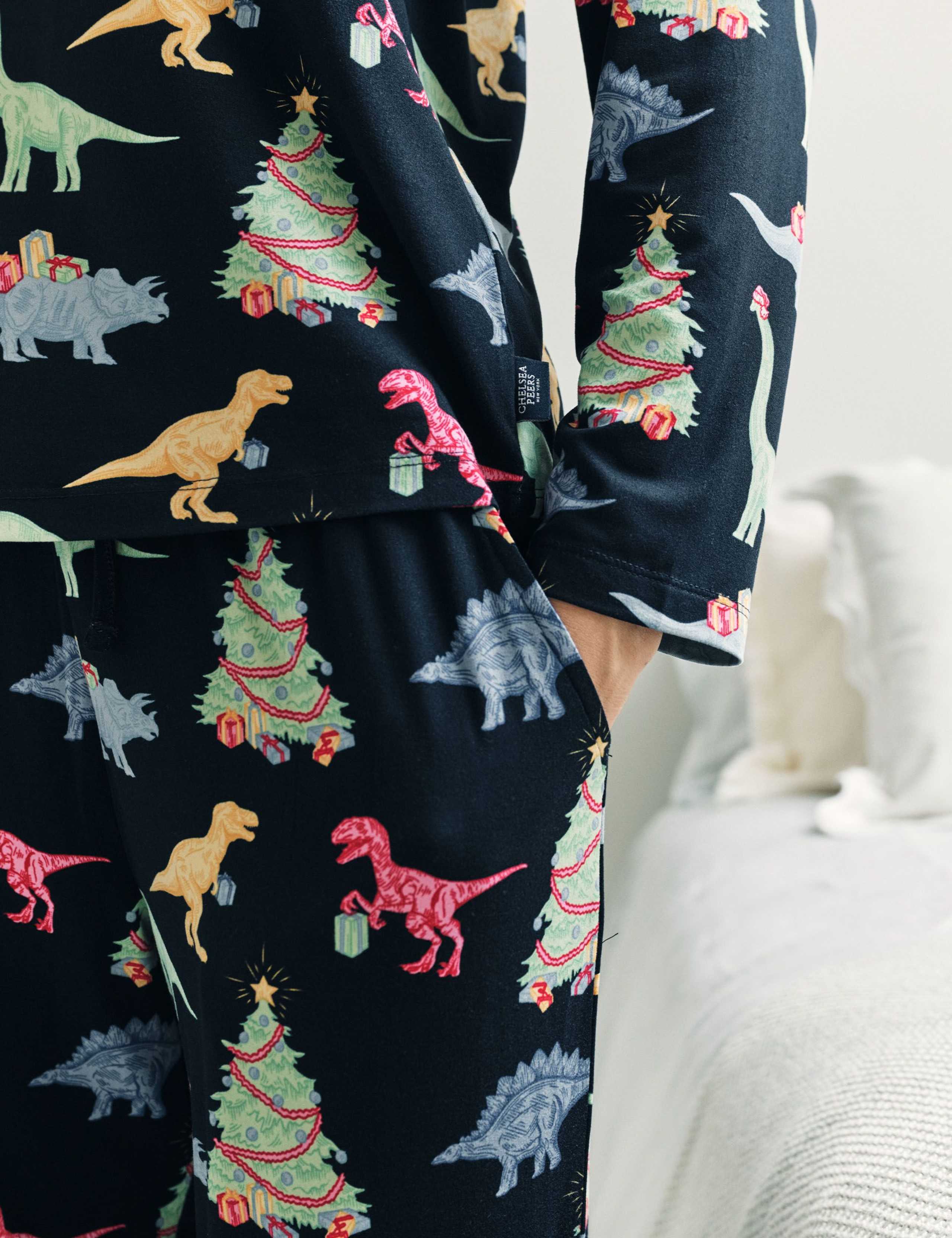 Crew Neck Dinosaur Print Family Christmas Pyjama Set 6 of 13