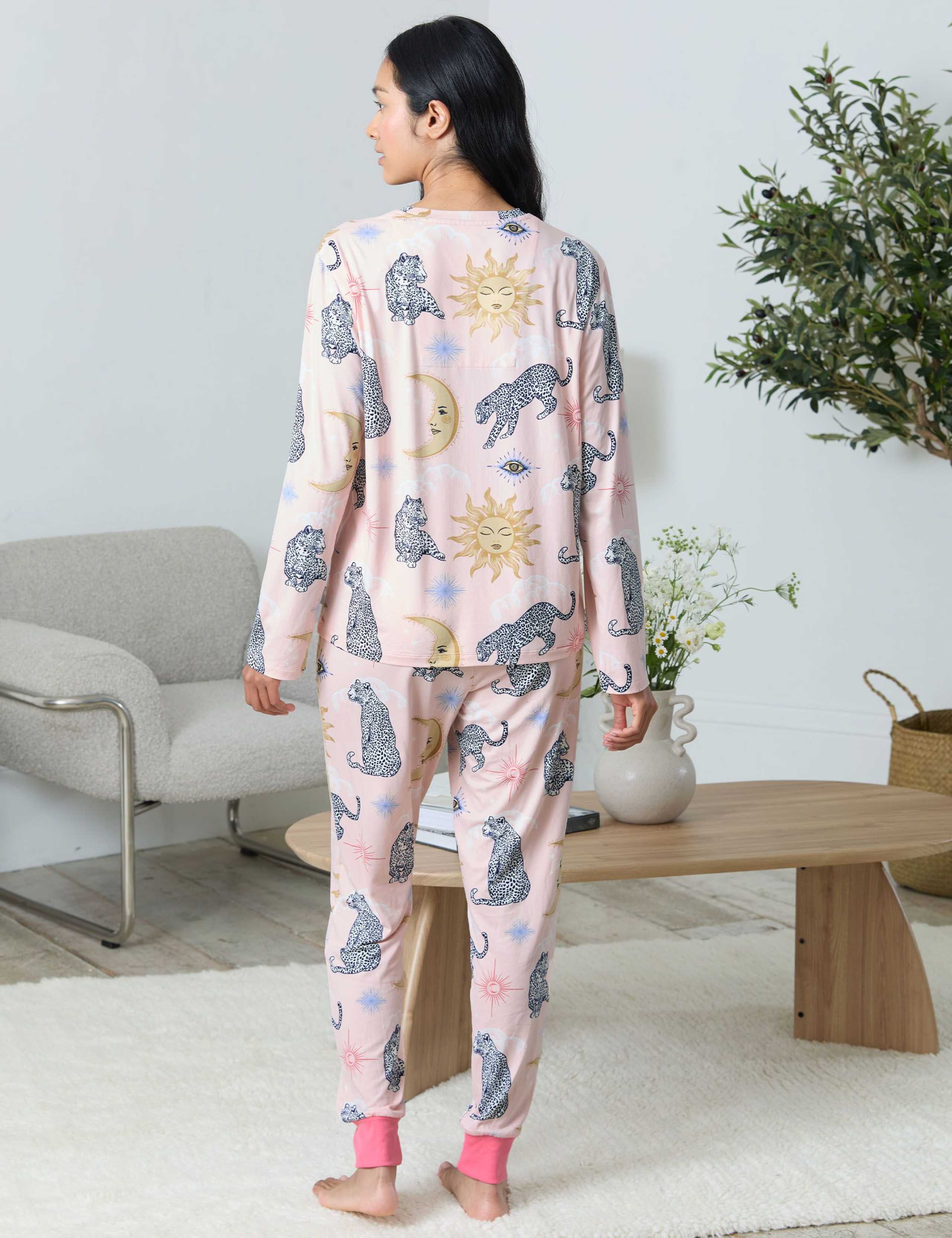 Leopard Print Cuffed Pyjama Set 2 of 8