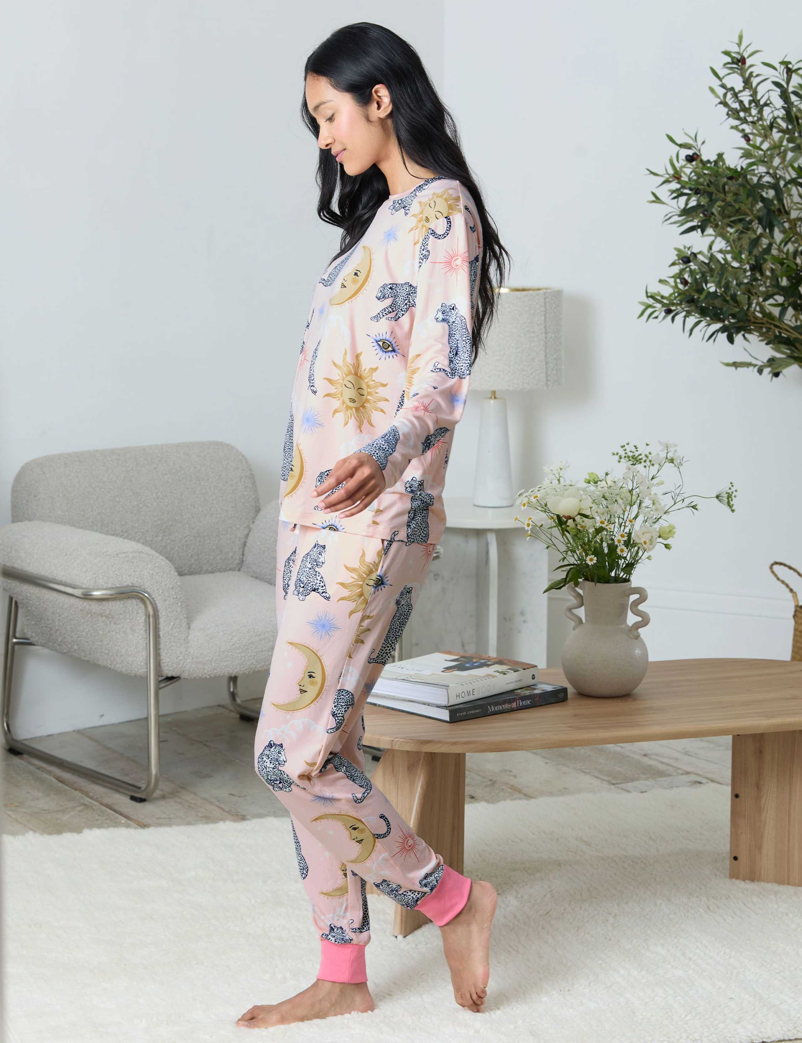 Celestial Leopard Print Crew Neck Pyjama Set 4 of 8