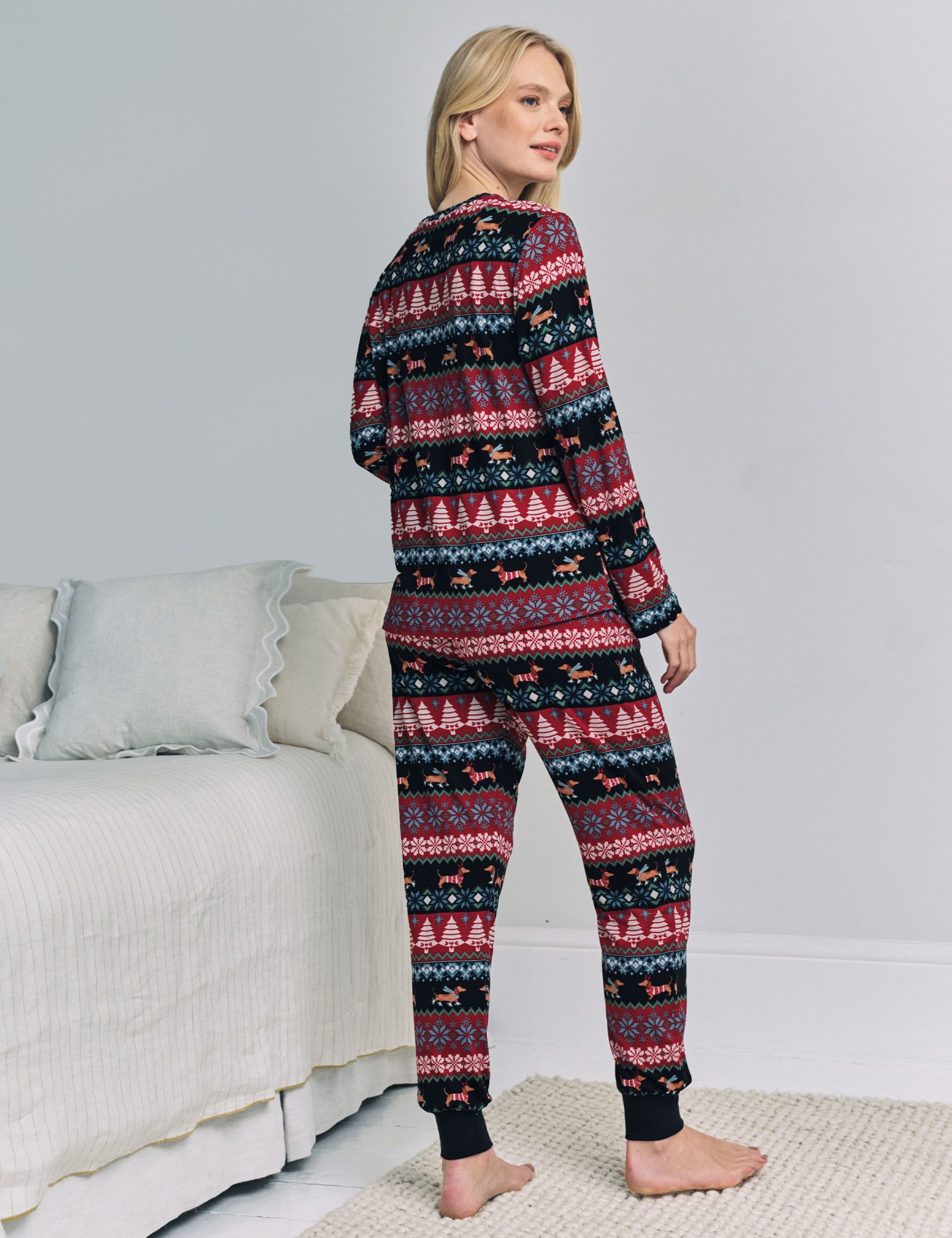 Maternity Sausage Dog Fair Isle Print Crew Neck Family Christmas Pyjamas 3 of 5