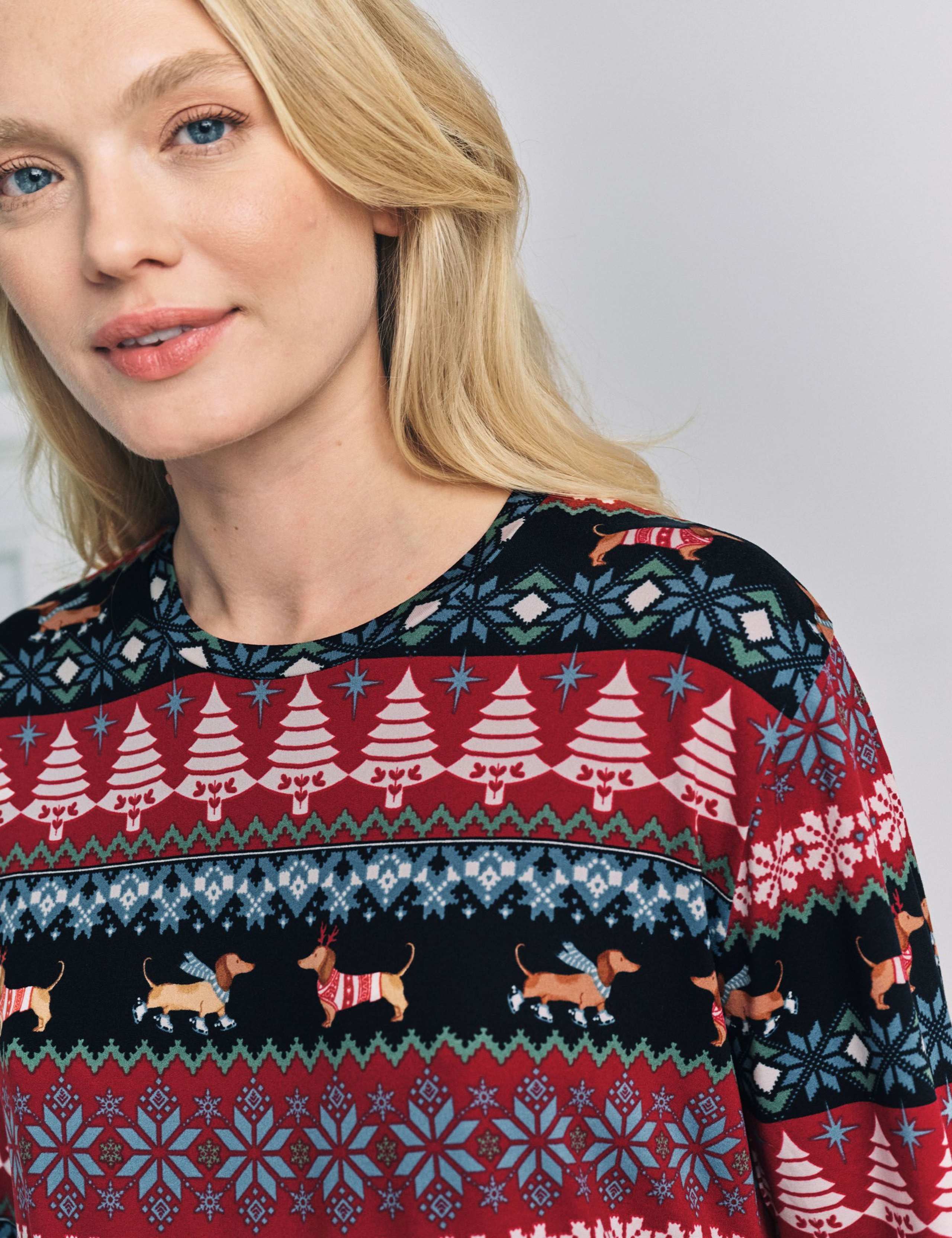 Maternity Sausage Dog Fair Isle Print Crew Neck Family Christmas Pyjamas 4 of 5