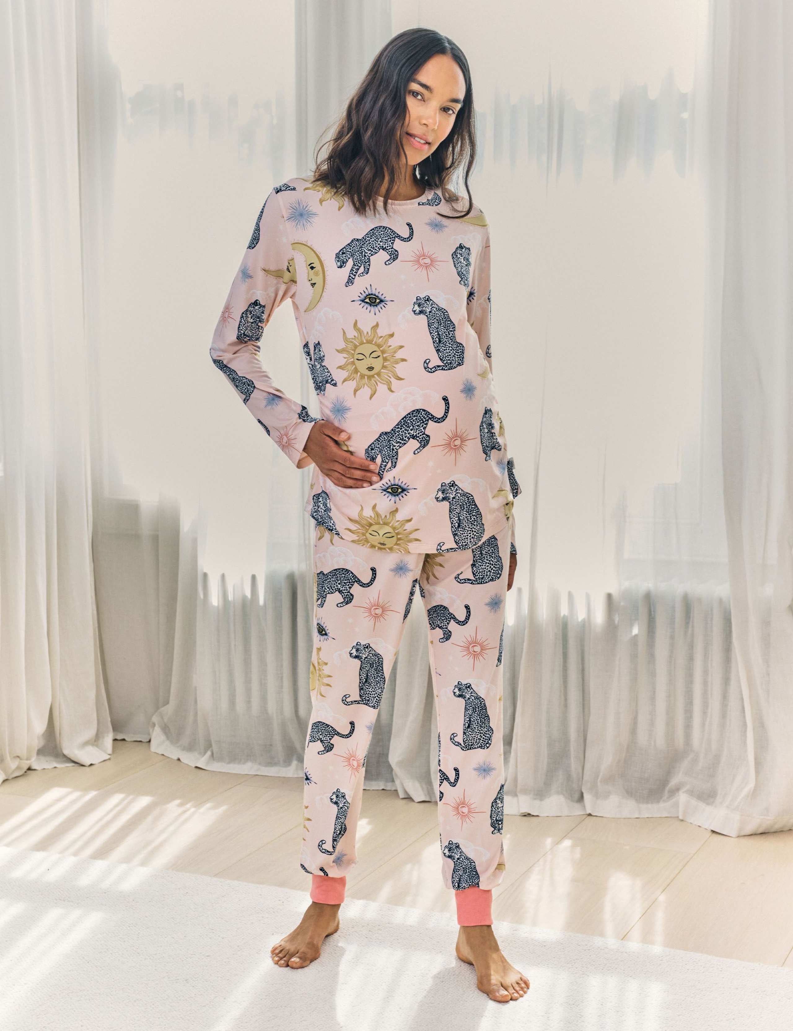 Maternity Jersey Leopard Crew Neck Pyjama Set 1 of 6