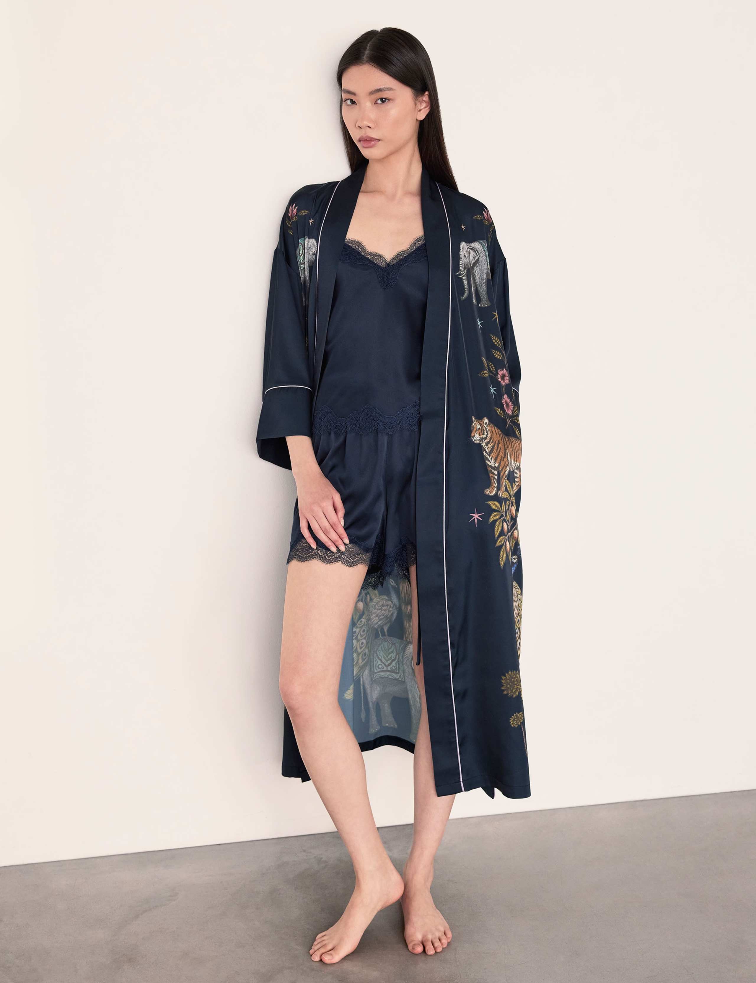 Satin Jungle Print Wide Sleeve Dressing Gown 4 of 6