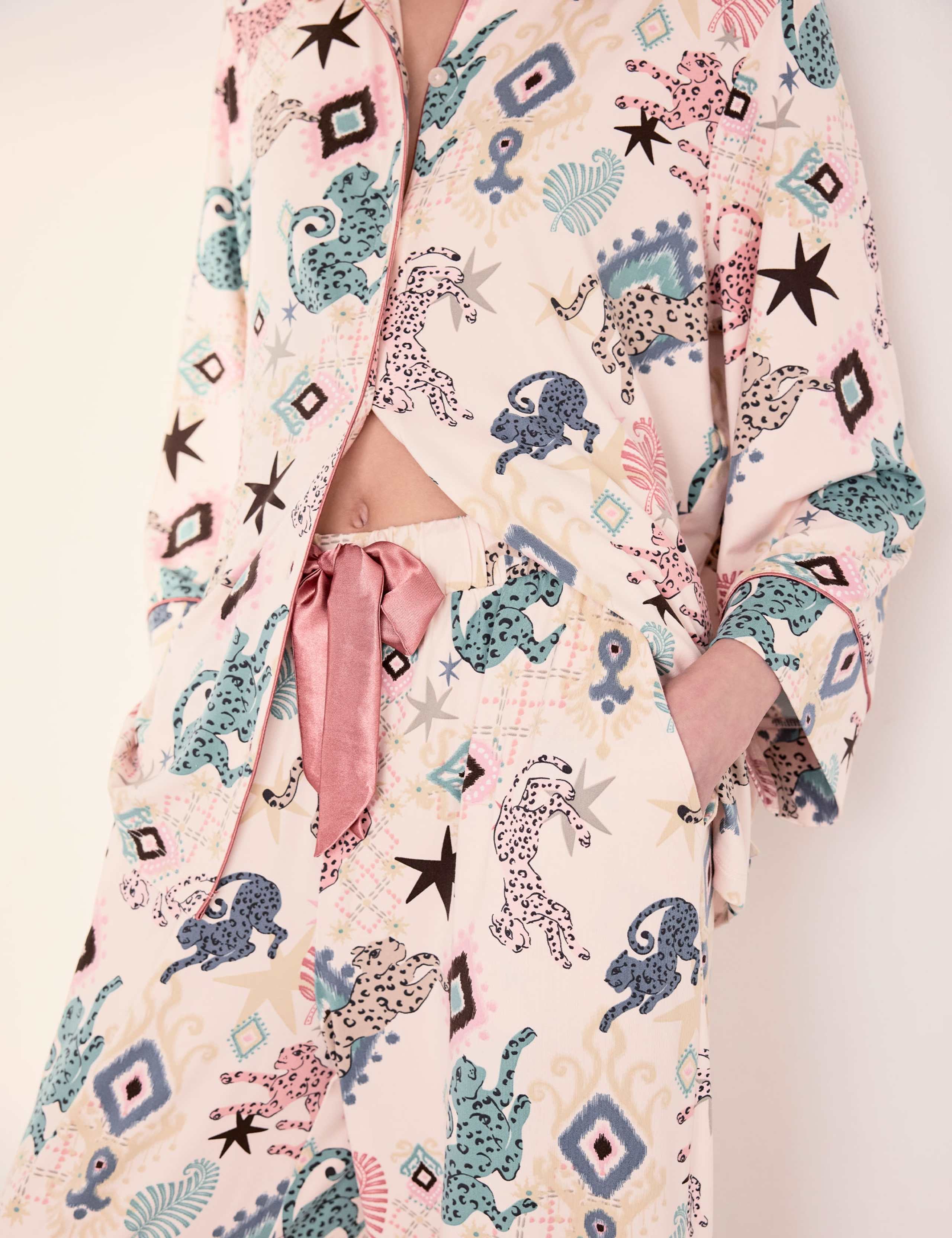 Jersey Ikat Print Wide Leg Pyjama Set 3 of 5